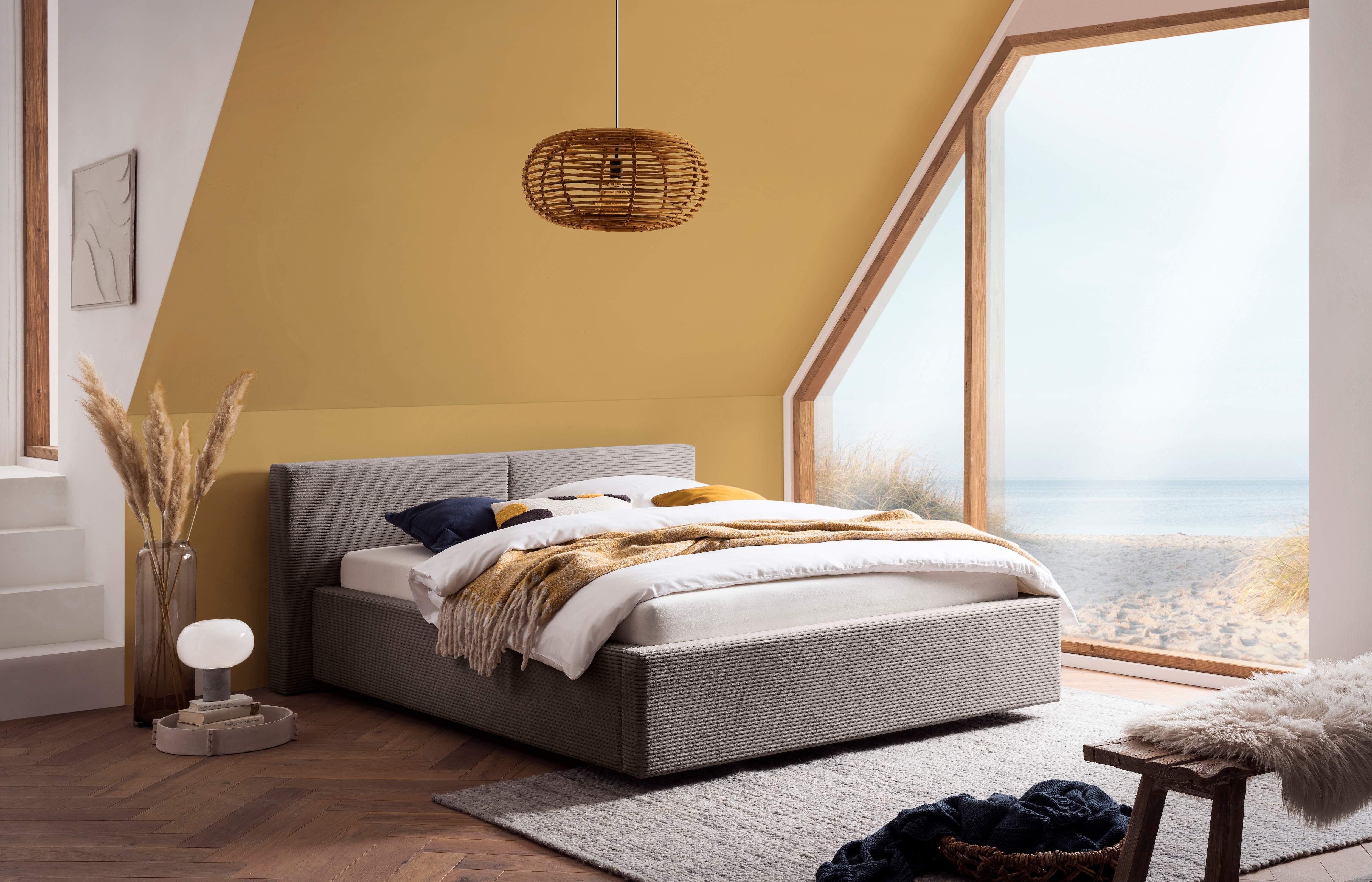 meise.möbel Polsterbett "Cube wahlweise mit Matratze und Bettkasten" extra flaches Kopfteil, erhältlich in den Breiten 140cm, 160cm & 180cm