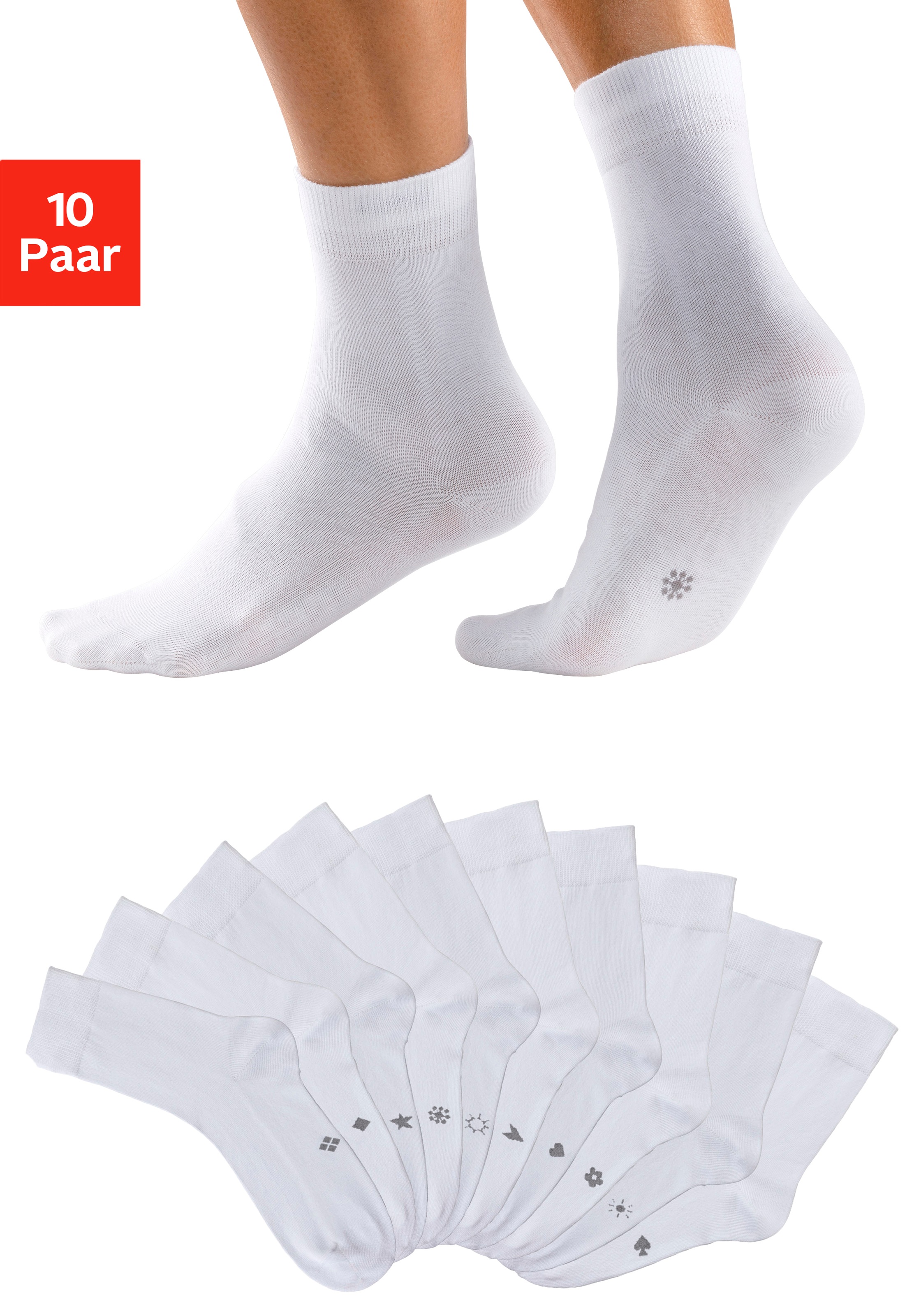 H.I.S Basicsocken Packung, 10 Stk. tlg. mit eingestrickten Symbolen