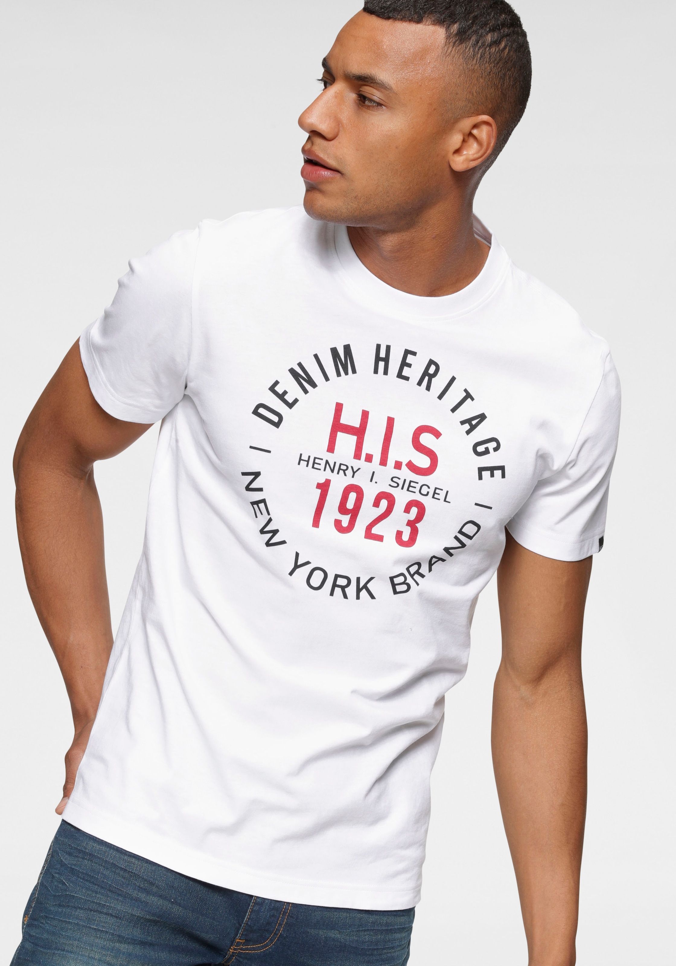 Markenprint H.I.S Rundhalsshirt, online | shoppen mit Jelmoli-Versand