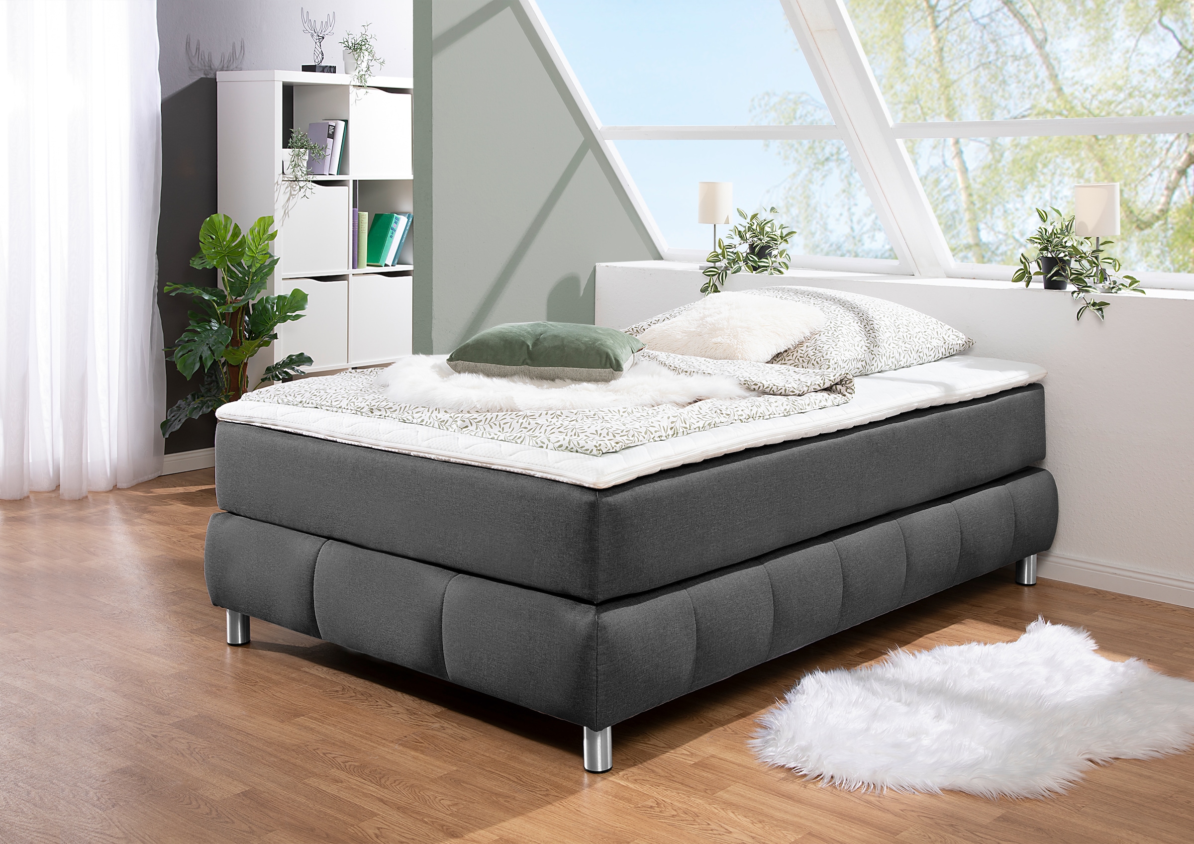 Home affaire Boxspringbett "Salo" Ohne Kopfteil, inkl. Topper, auch in Überlänge 220 cm