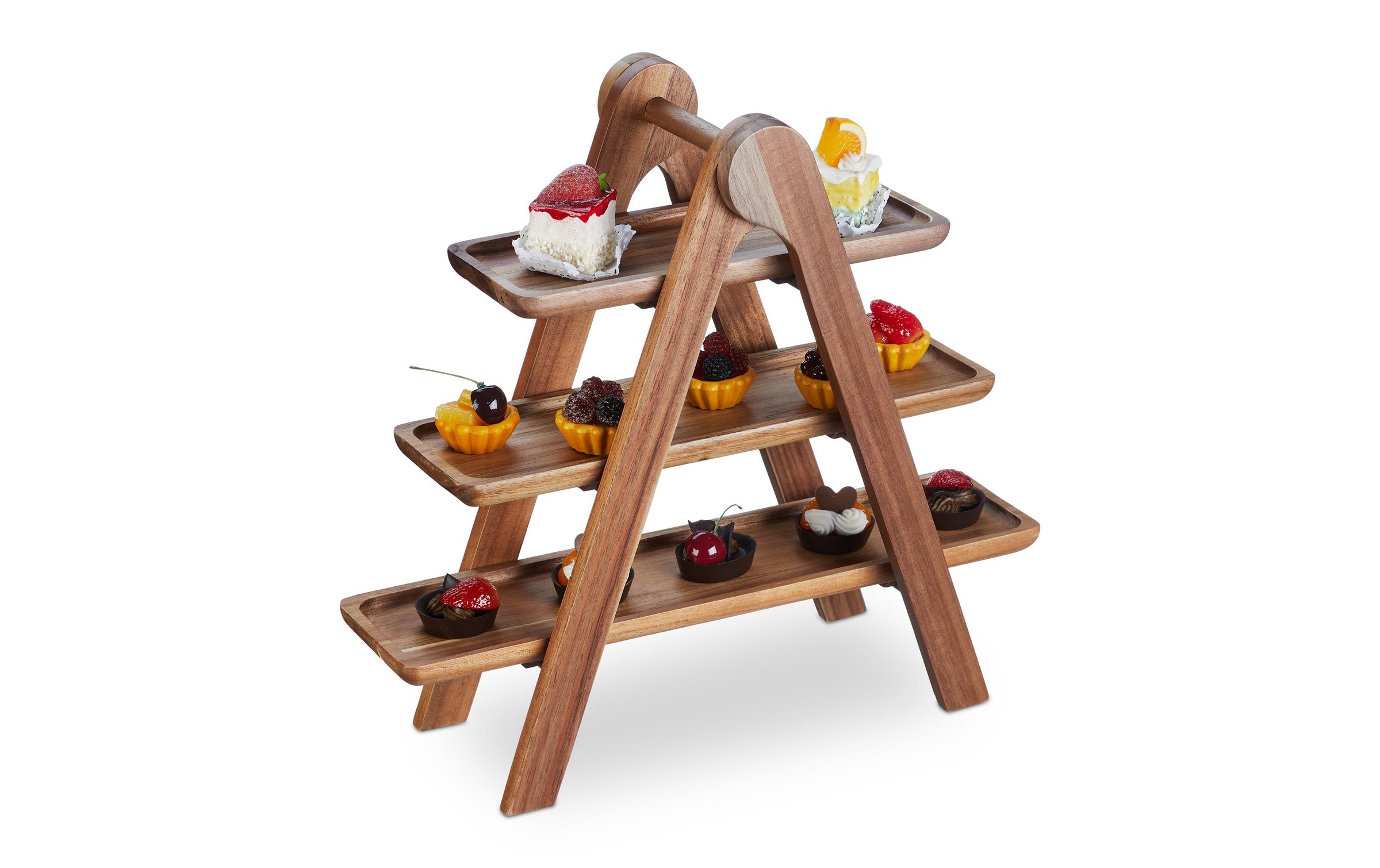 relaxdays Etagere »3-stufig«, Holzart: Akazie (China)