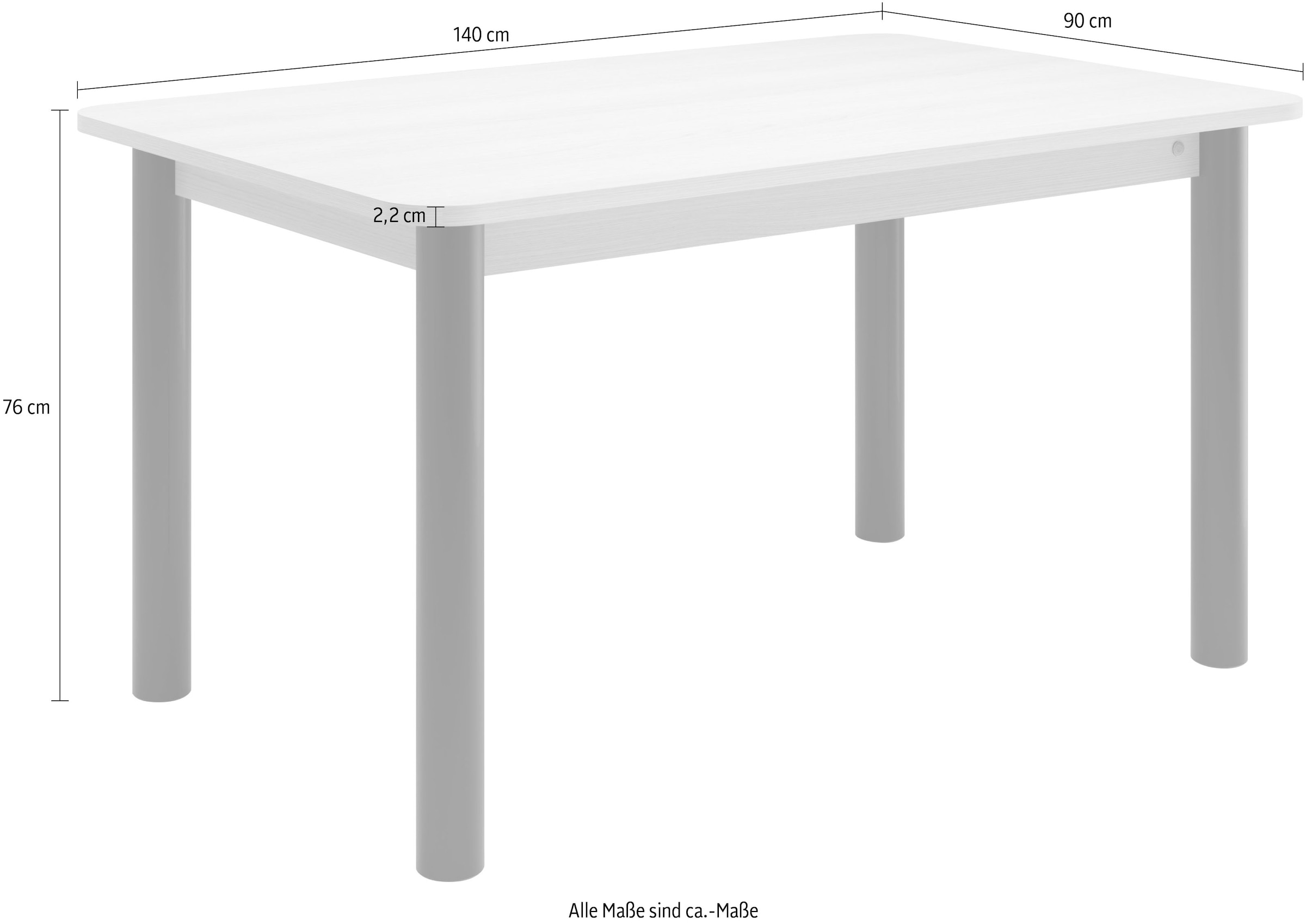 TOM TAILOR HOME Esstisch »COLOR TABLE«, (1 St.), Esstisch, 4-Fuss, 3 Grössen, 3 Dekorfarben, 4 Fussfarben, ABS-Kante