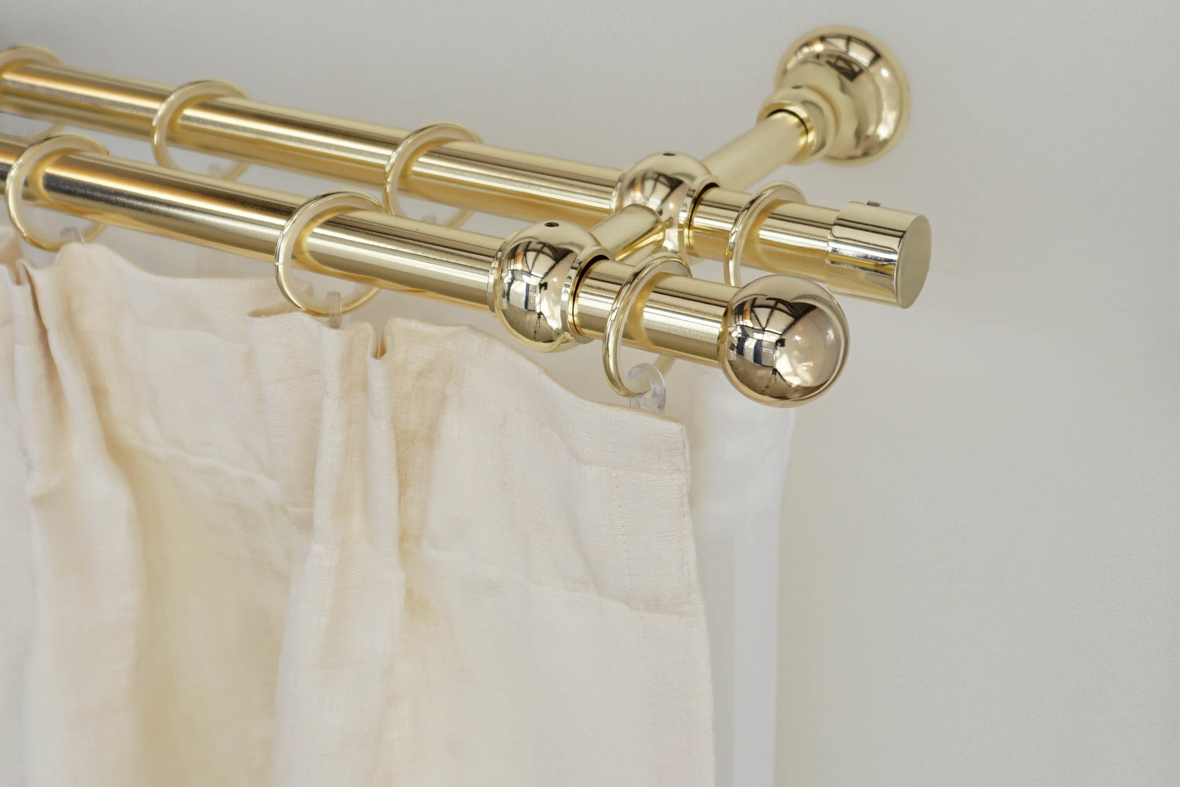 GARESA Gardinenstange "ANDREA" Ø 20 mm 2 läufig-läufig Wunschmasslänge Vorhanggarnitur, verlängerbar, Endknopf Kugel kurz, mit Ringen