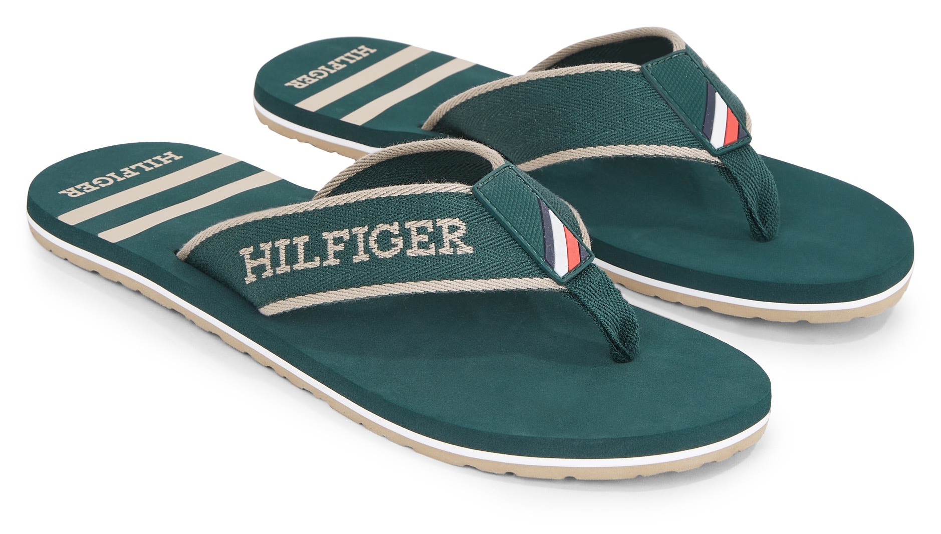 Tommy Hilfiger Zehentrenner »SPORTY HILFIGER BEACH SANDAL«, Sommerschuh, Schlappen, Poolslides, Badeschuh, mit Logoschriftzug