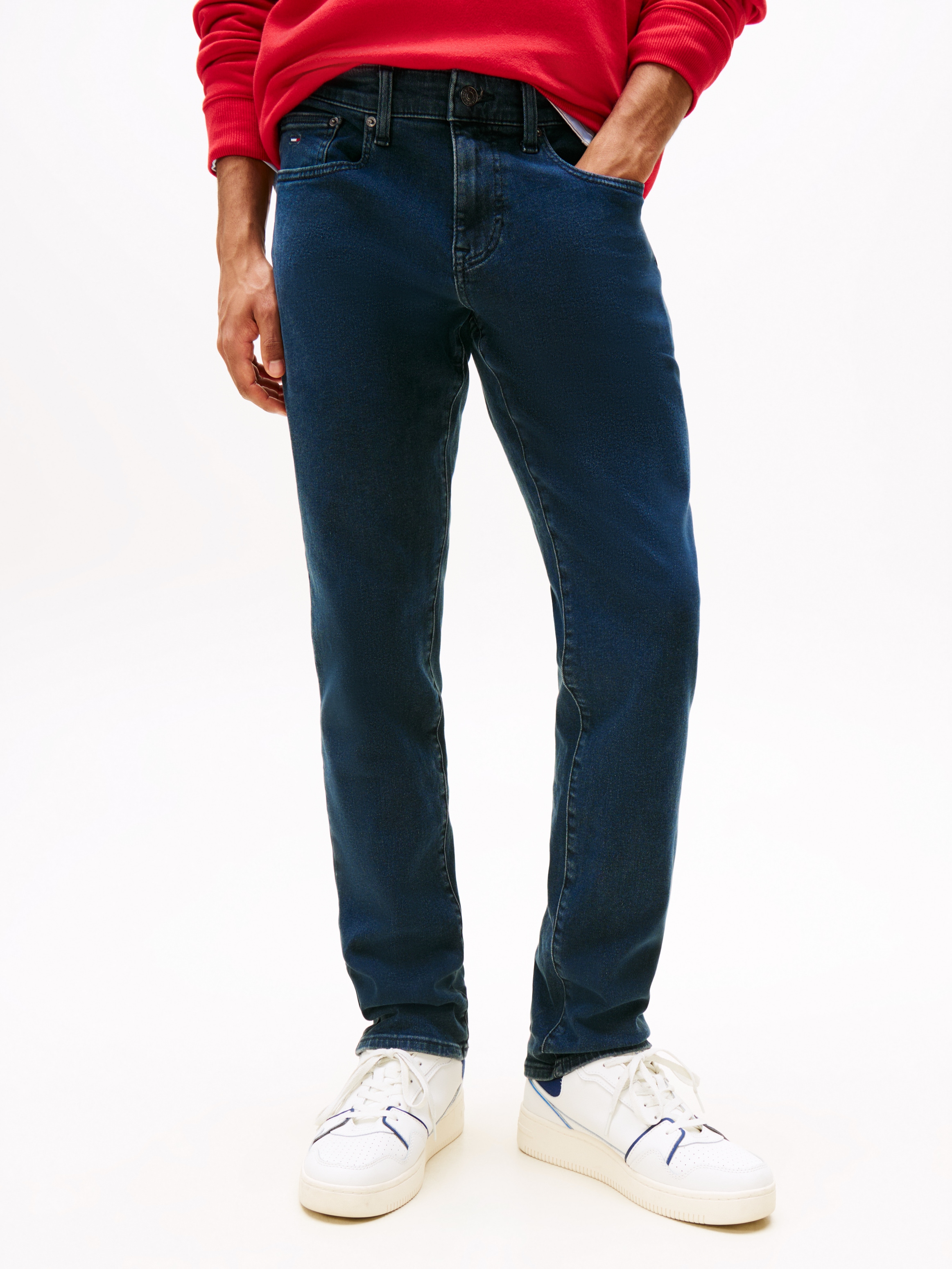 Tommy Jeans Gerade Jeans »Scanton Slim« Mit Markenlabel aus Leder hinten