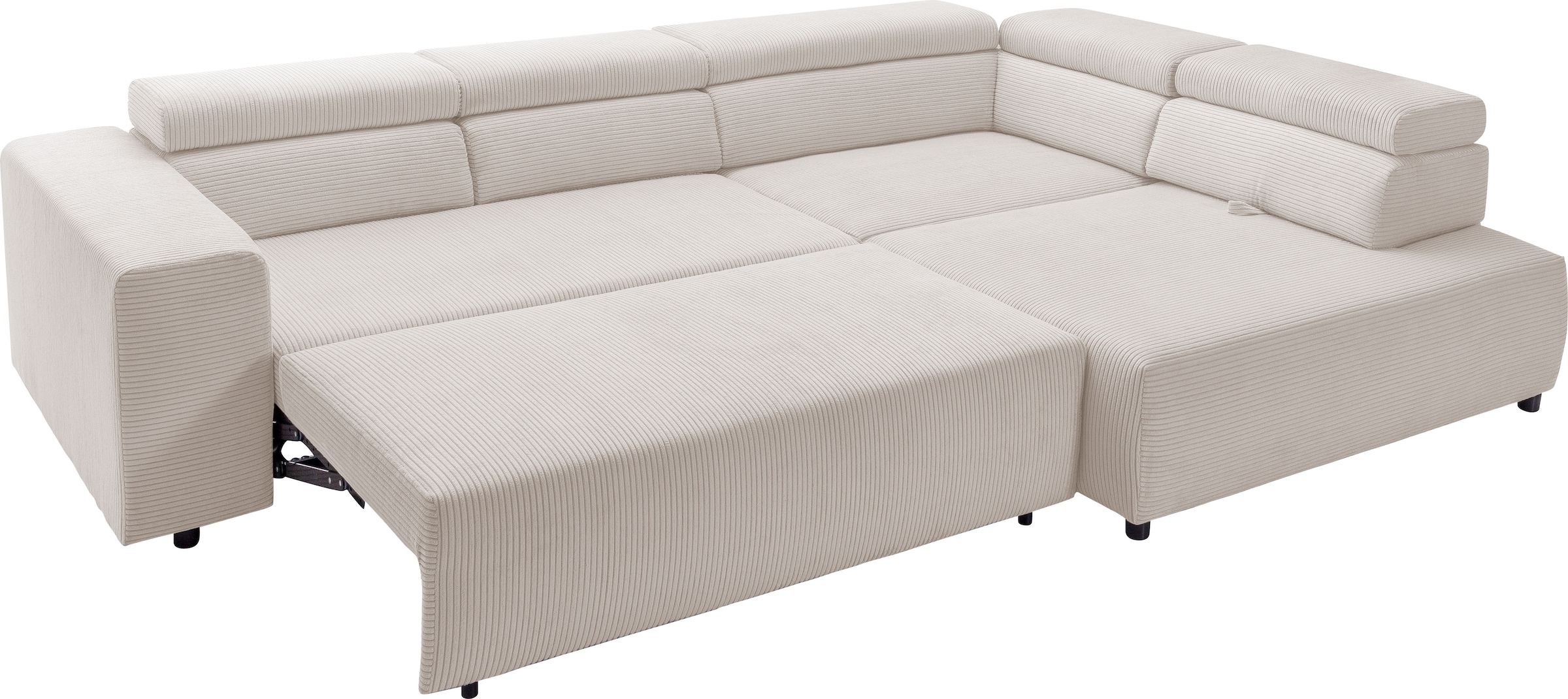 exxpo - sofa fashion Ecksofa »VITTORIO mit Komfortfunktionen, bequem und modern, Cord, L-Form«, inkl. Kopfteil- und Sitztiefenverstellung, wahlweise mit Bettfunktion