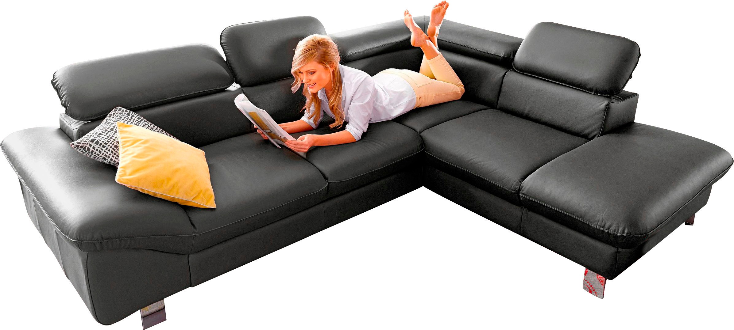 COTTA Ecksofa "Driver L-Form, B: 265cm, moderne Couch, Wellenunterfederung, inkl. 3 x" Kopfteilverstellung, optional Schlaffunktion & Bettkasten