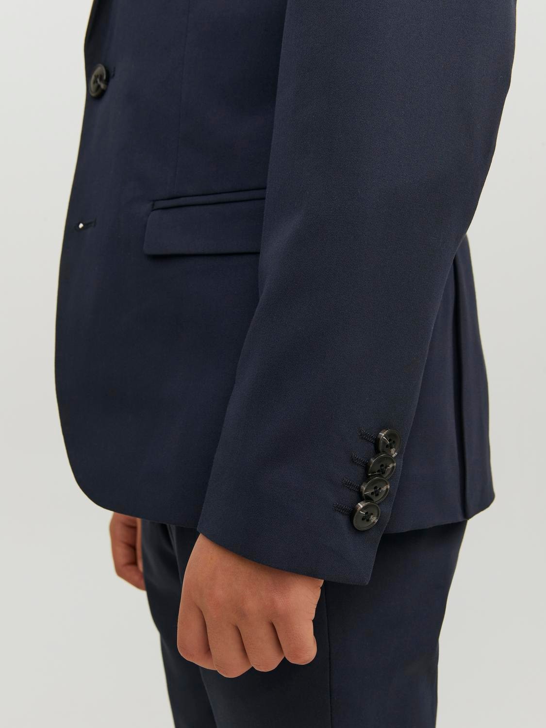 Jack & Jones Junior Kinderanzug »JPRSOLAR elastisch und pflegeleicht für besondere Anlässe«, (Set, 2 tlg.), slim fit, unifarben, modisch, slim fit, Web, Reverskragen