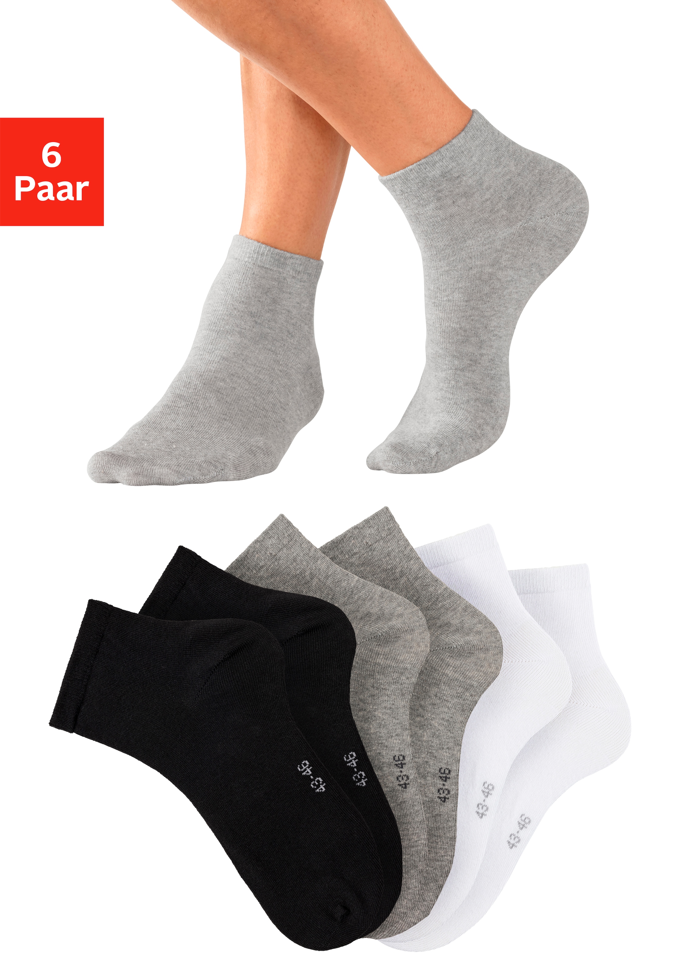 Bench. Kurzsocken, (Packung, 6 Paar), mit eingestricktem Markenlogo im Bündchen