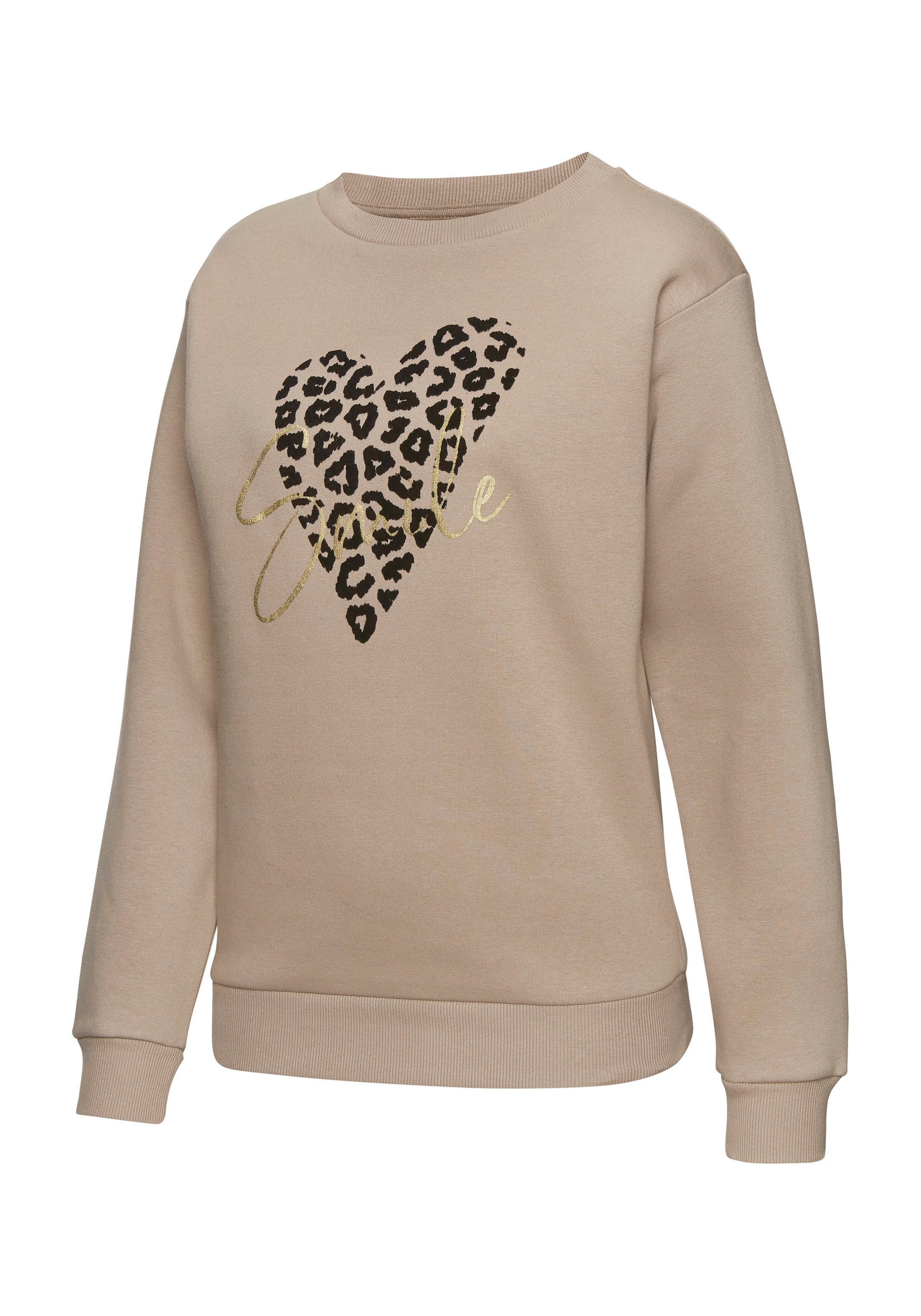 LASCANA Sweatshirt, Lounge-/Sweatshirt mit Herz-Leo-Druck, Loungewear