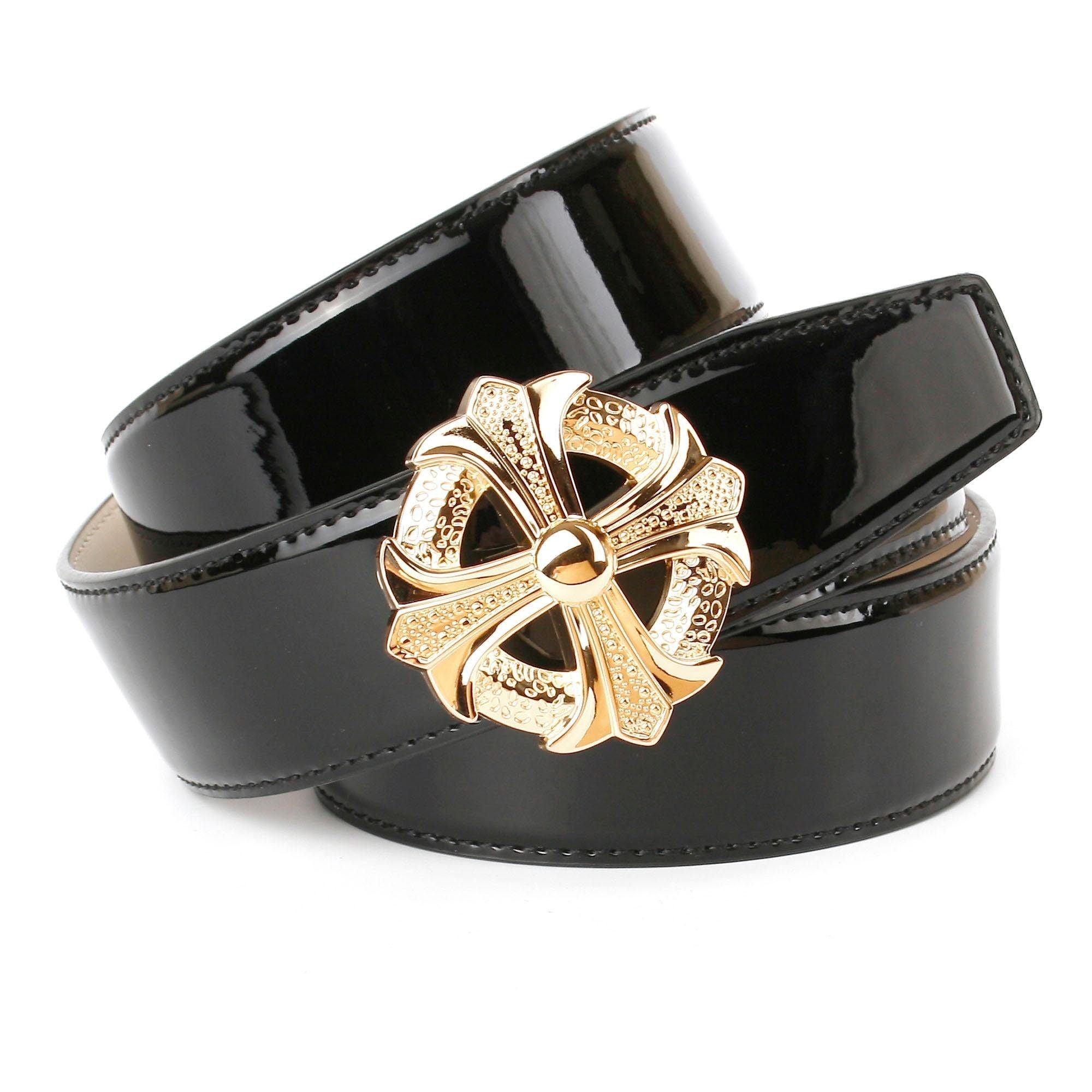 Anthoni Crown Ledergürtel, Lackledergürtel mit shoppen Kreuz Schweiz stilisiertes Schliesse Jelmoli-Versand als bei runder online