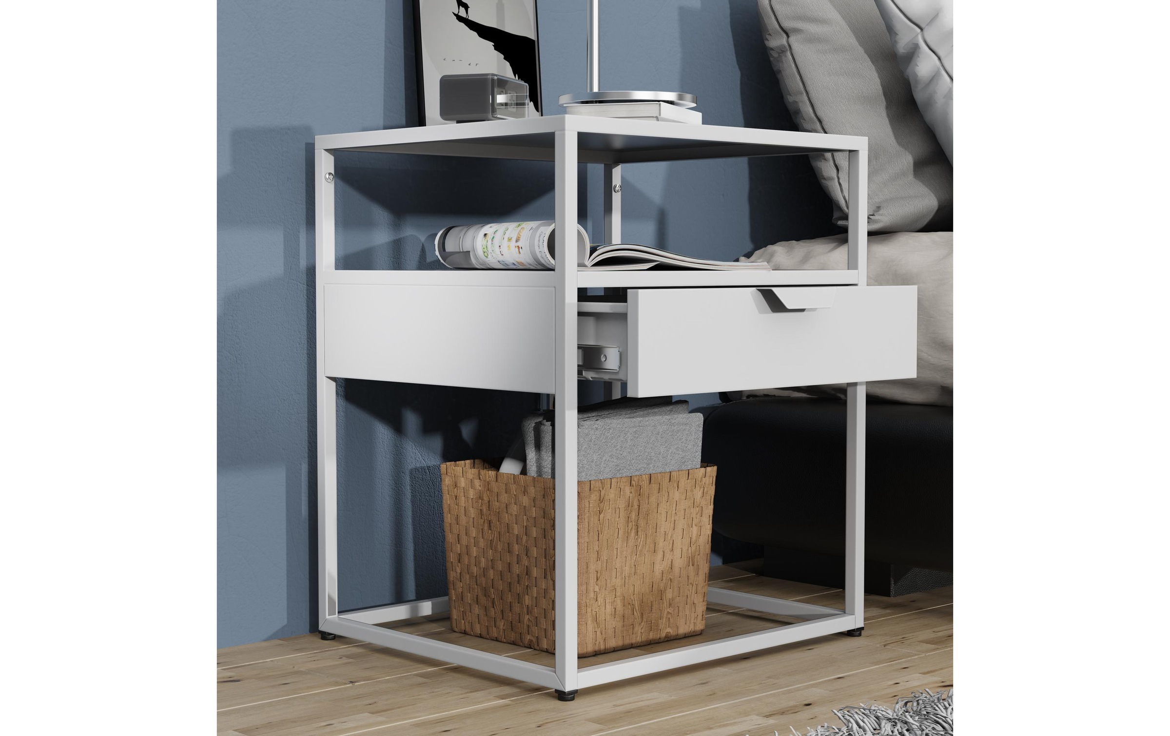 VCM Metal bedside table side table Flokas M in White