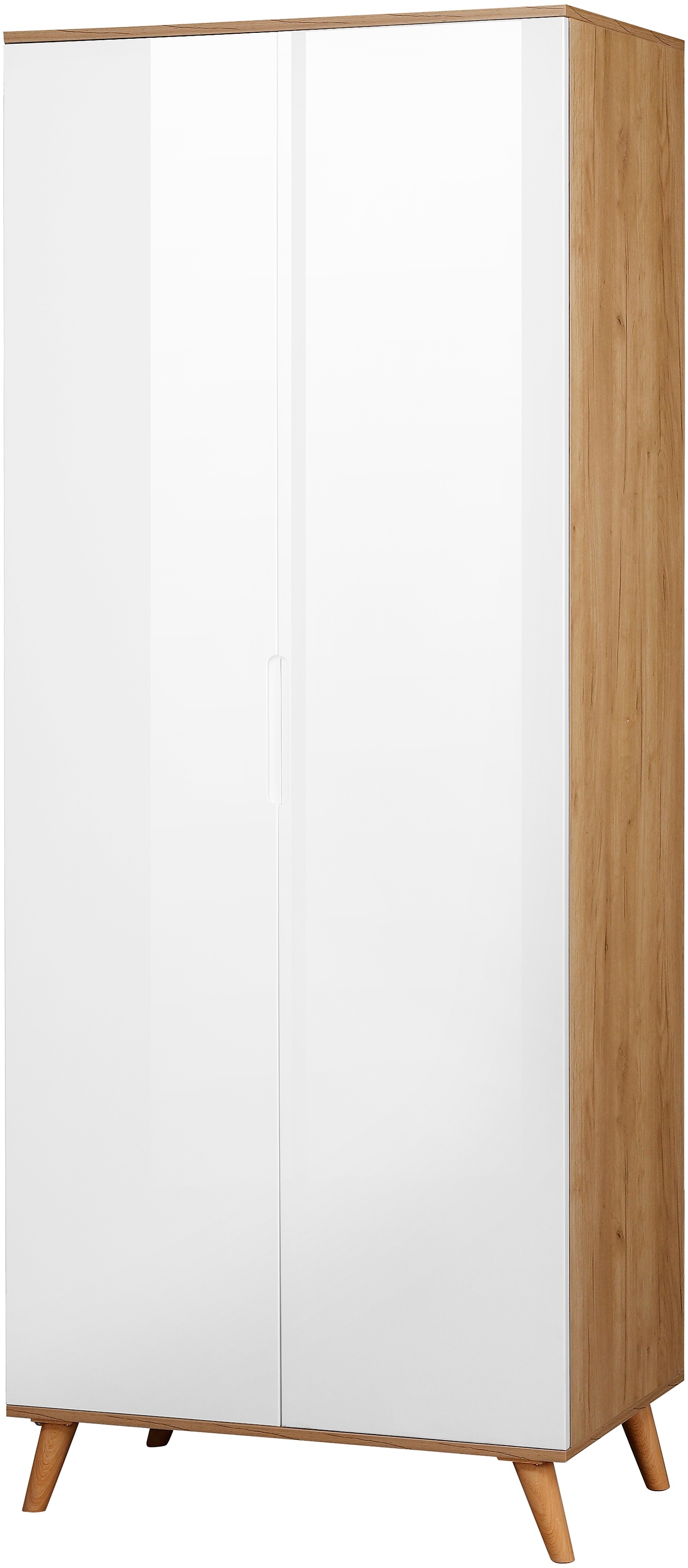 OTTO home Kleiderschrank "Lund Schlafzimmerschrankim skandinavischem Design" Garderobenschrank mit Premium Innenausstattung, Breite 80 cm hochglanz