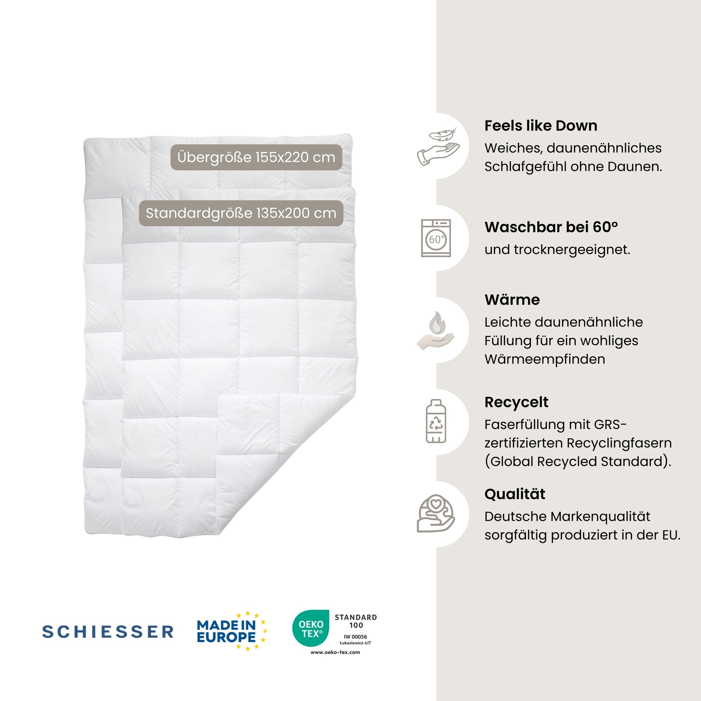 Schiesser Microfaserbettdecke "Feels like Down" normal 1 Stk. tlg. superleichte, silikonisierten Hohlfasern