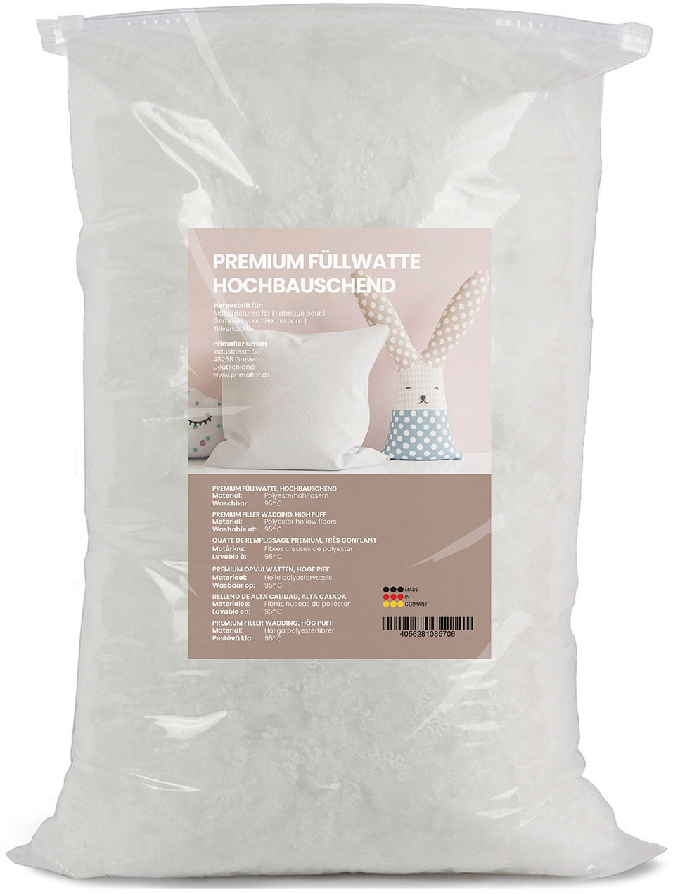 Primaflor-Ideen in Textil Kissenfüllung »Premium Füllwatte hochbauschend«, (1 St.), Füllmaterial für Kissen, Kuscheltiere & Puppen, Möbel, waschbar