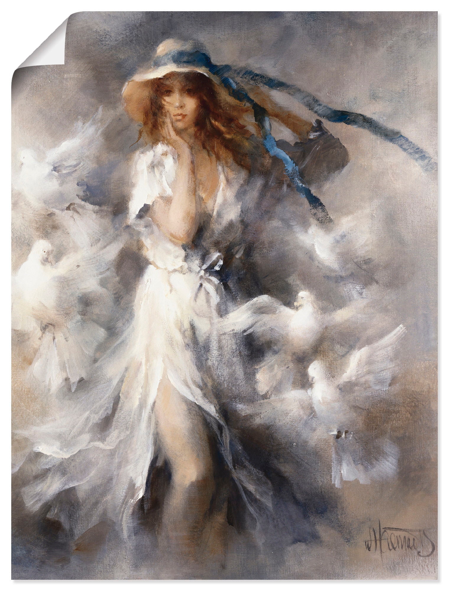 Artland Wandbild »Tauben«, Frau, (1 St.), als Leinwandbild, Wandaufkleber oder Poster... kaufen