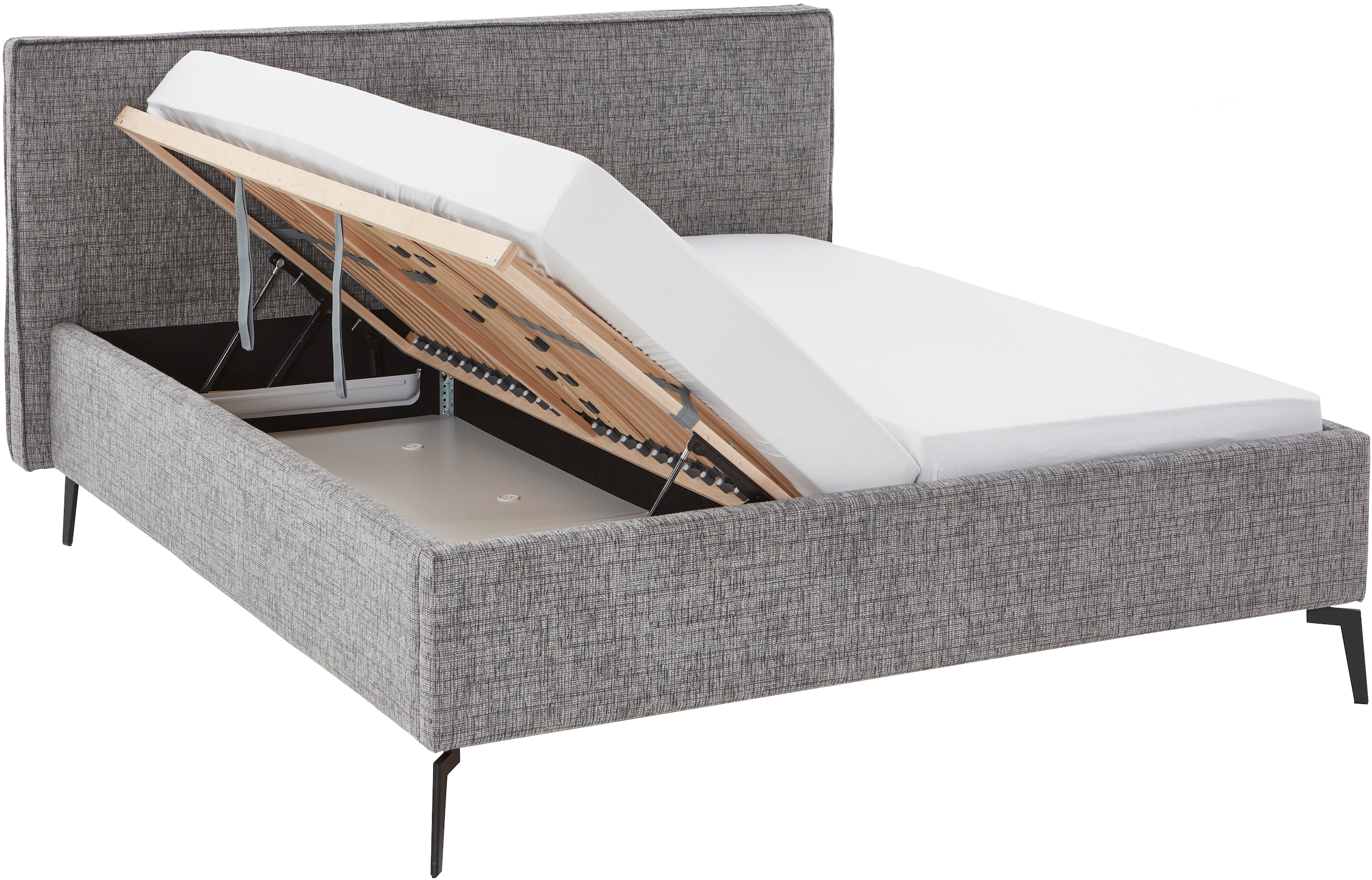 meise.möbel Polsterbett »Riva II«, mit schwarzen Metallfüssen, wahlweise mit Bettkasten