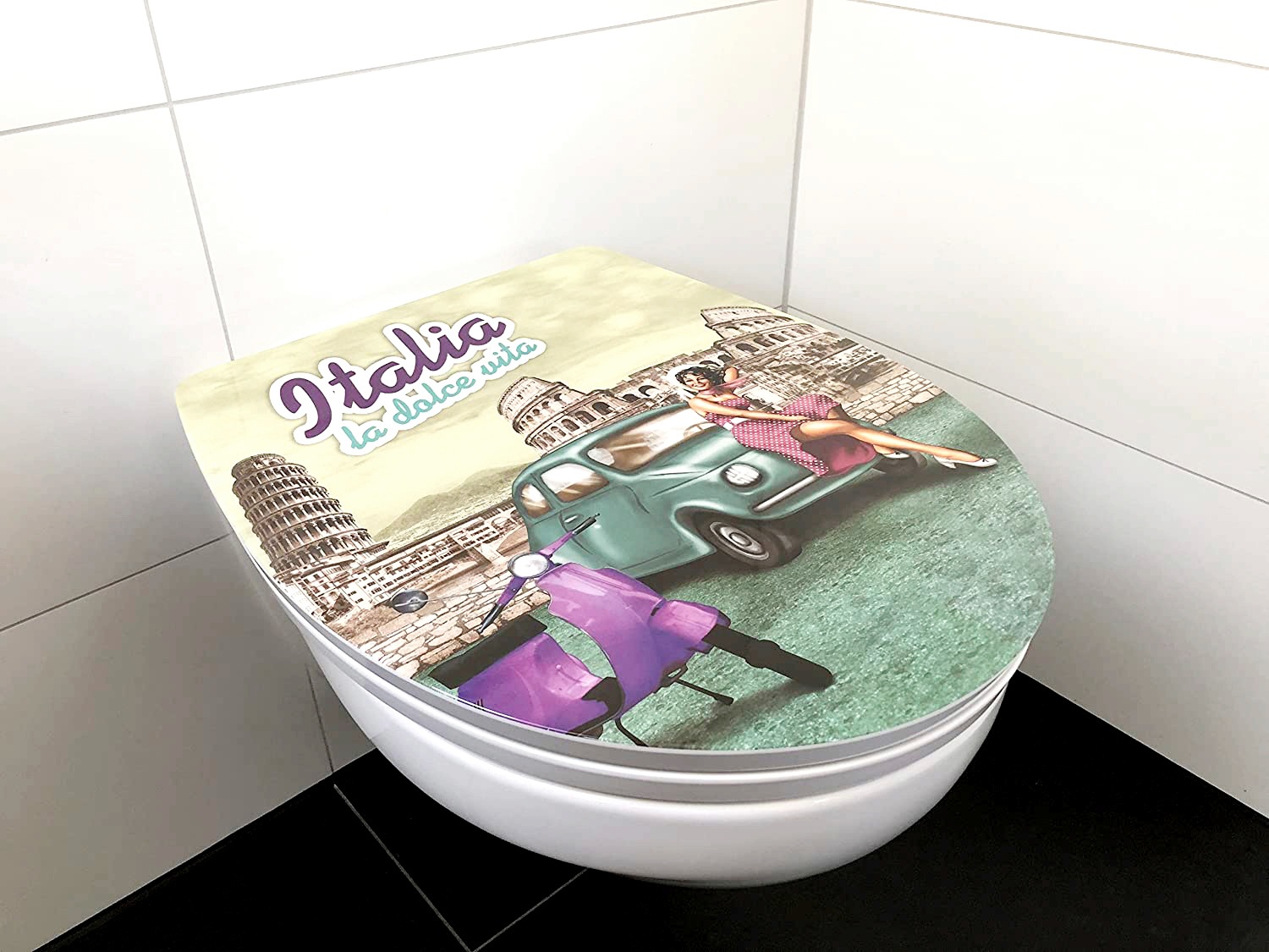 ADOB WC-Sitz "Italia la dolce vita" Absenkautomatik, zur Reinigung auf Knopfdruck abnehmbar