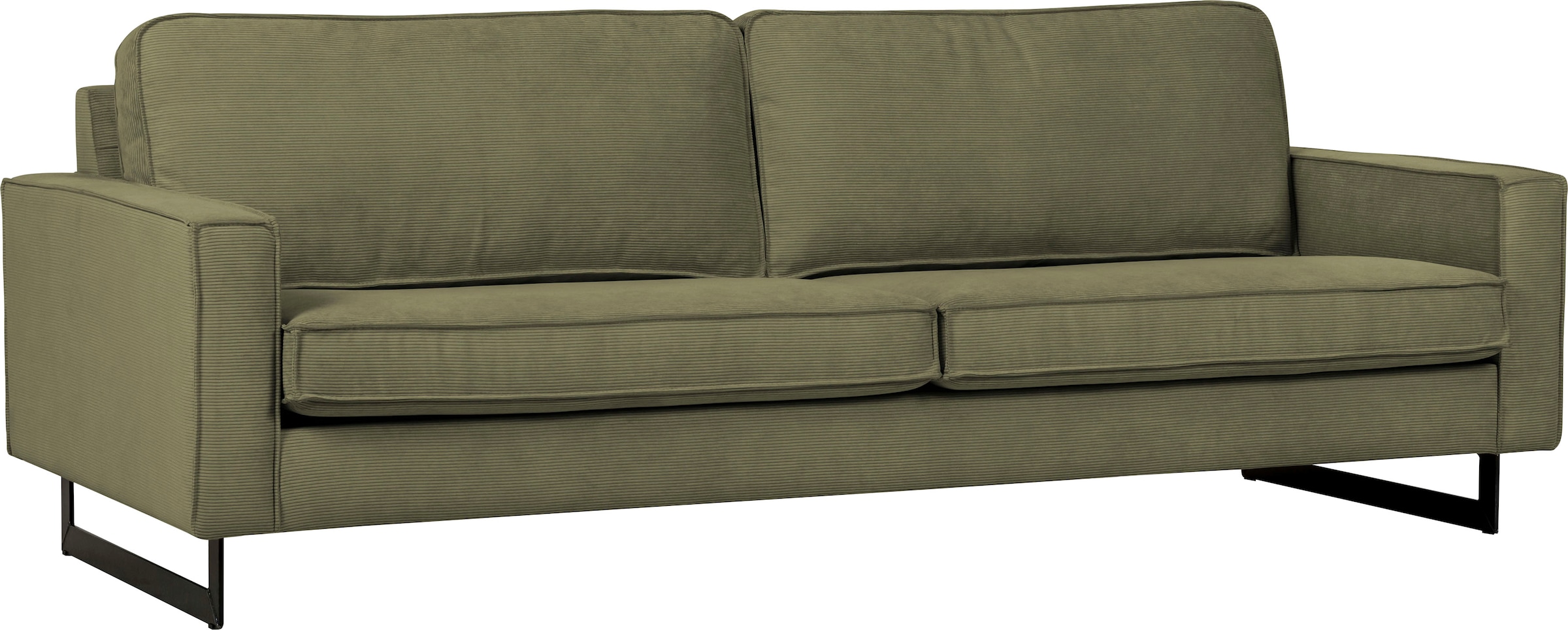 Places of Style 3-Sitzer »Maxi-Ausführung Pinto, 236 cm, Cord, Chenille, Lederoptik«, mit Keder, schwarze Metallfüsse, Wellenunterfederung
