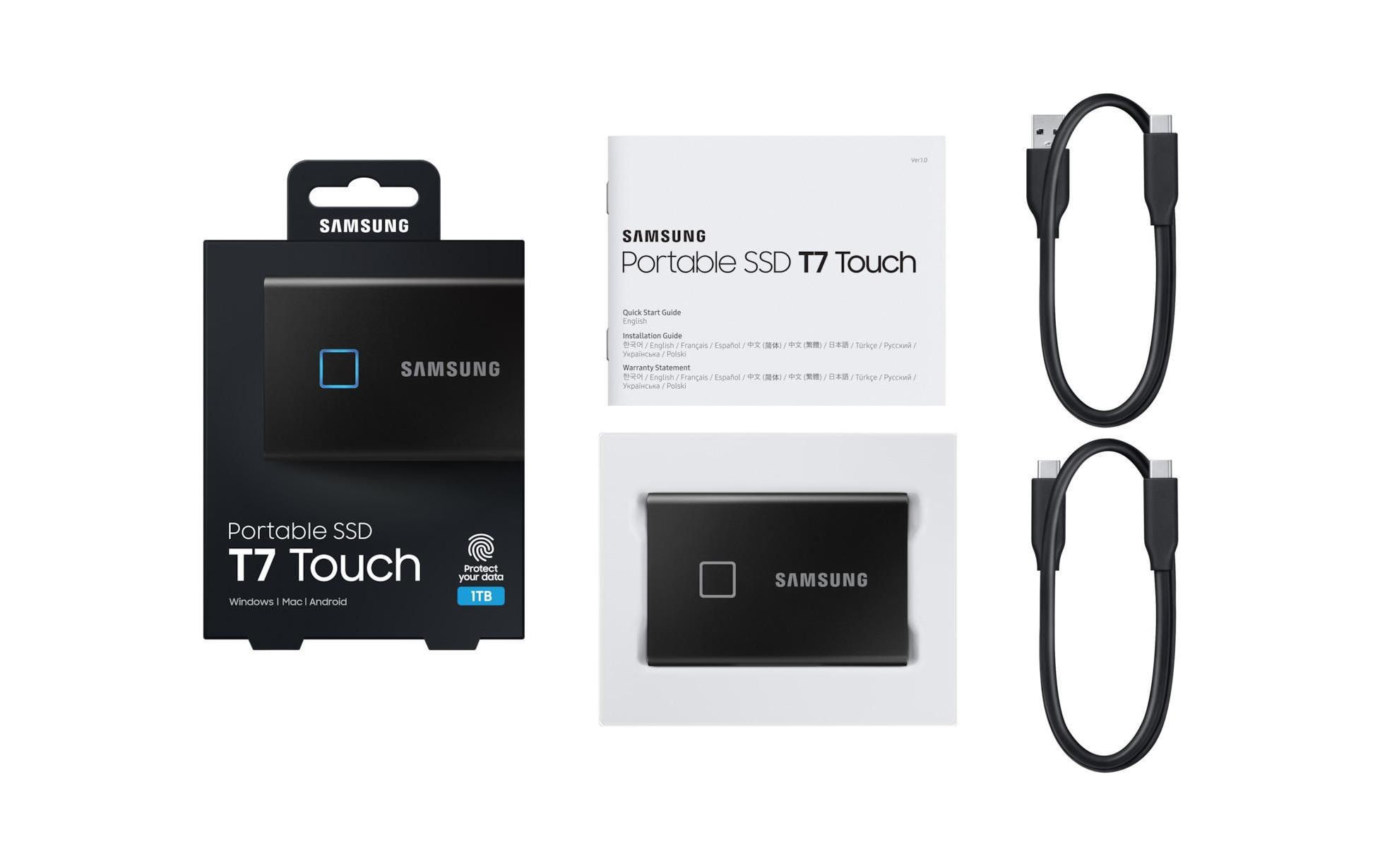 Samsung externe SSD »T7, 1 TB, Touch Black, USB 3.2 Gen 2«