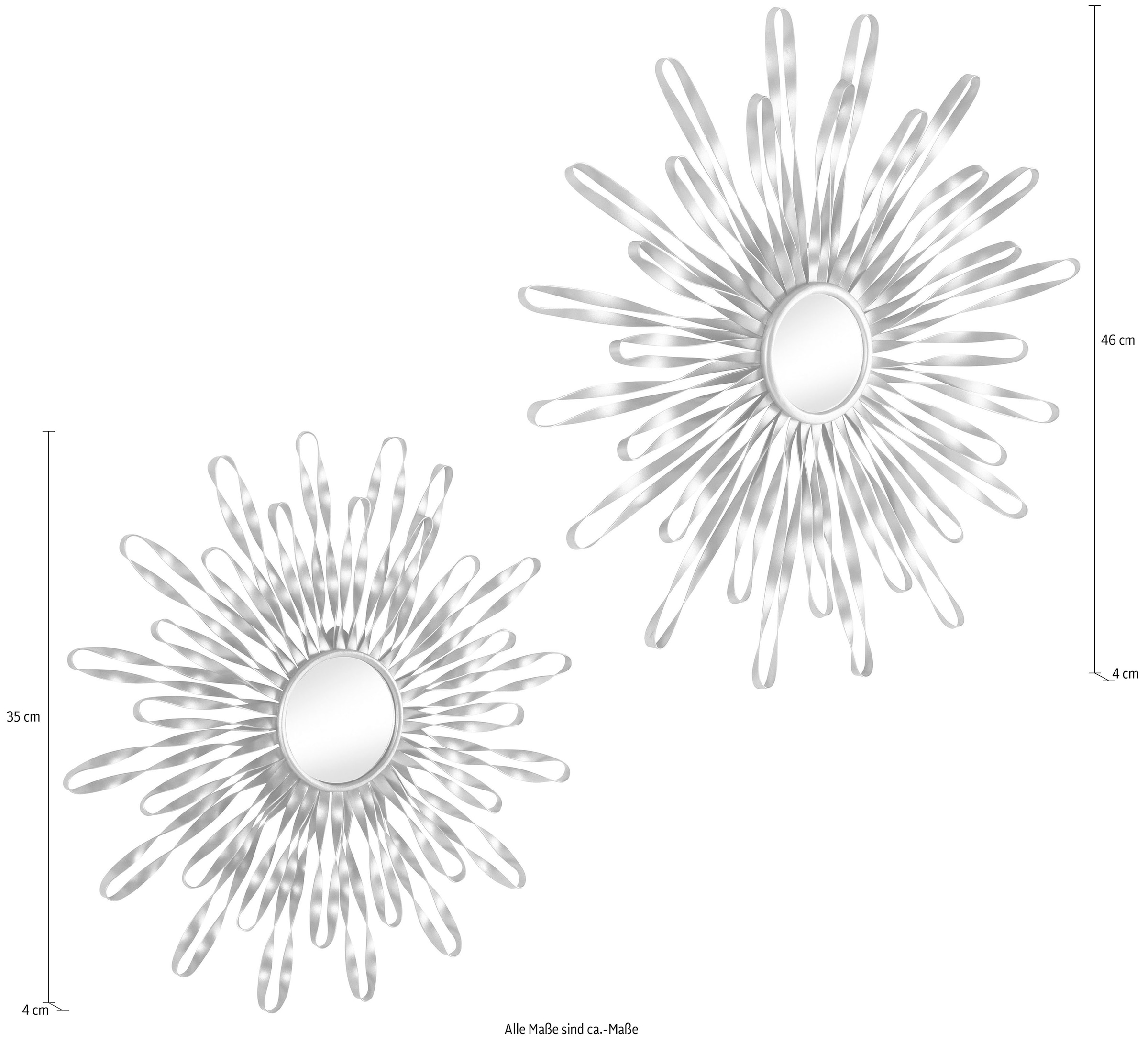 Leonique Wanddekoobjekt »Sonne, goldfarben«, (2er-Set), Landhaus, Metall