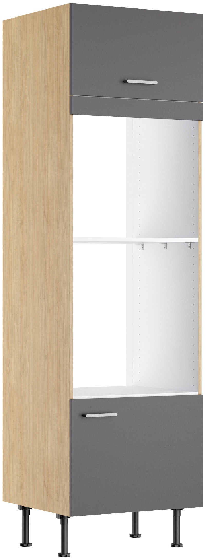 KOCHSTATION Mikrowellenumbauschrank "KS-Lucy" Breite 60 cm, mit 1 Tür, 1 Klappe, Soft-Close, höhenverstellbare Füsse