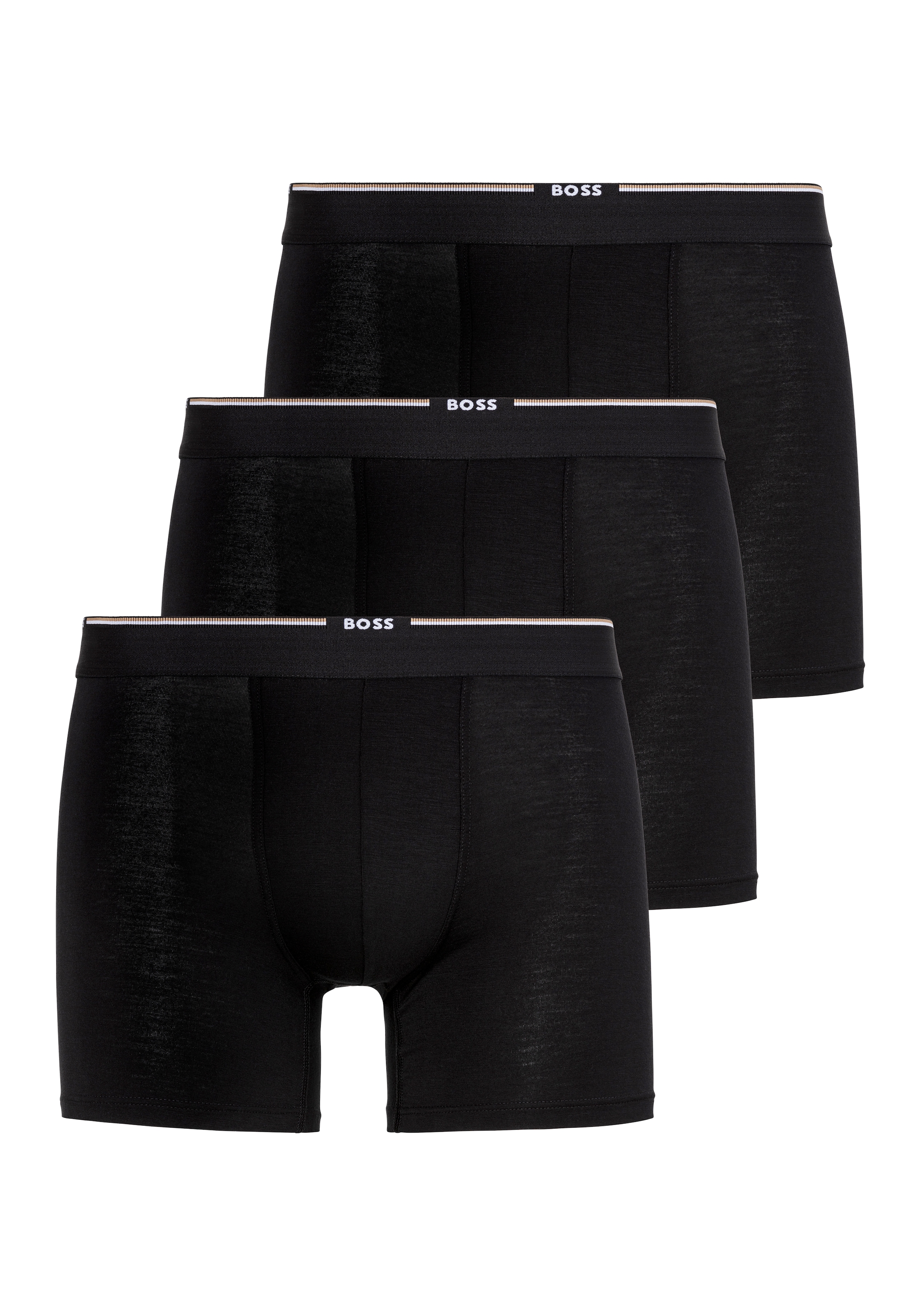 BOSS Boxer »Boxer Brief 3P Bamboo« Packung, 3 Stk. mit Logoschriftzug auf dem Bund