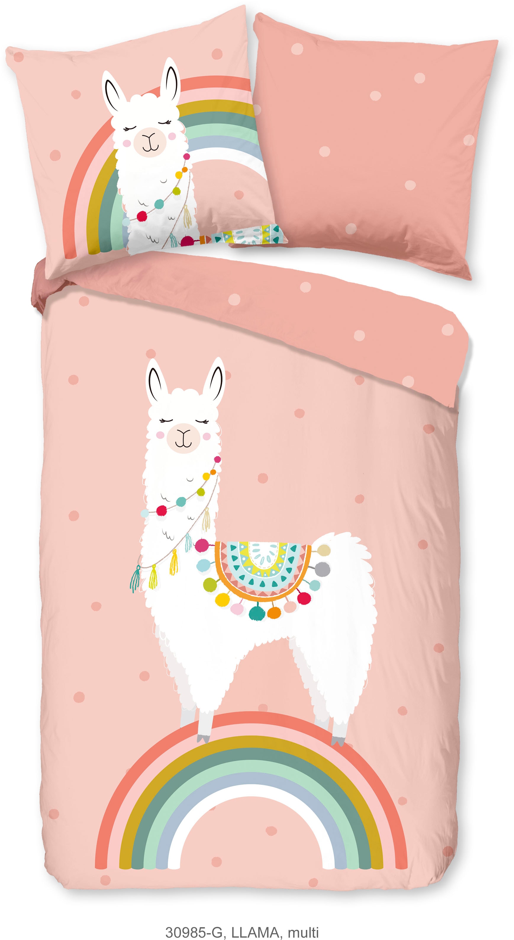 good morning Kinderbettwäsche »Llamaa«, Baumwolle, 135x200, Reissverschluss, Wende, Kind, Mädchen, Lama, Rosa