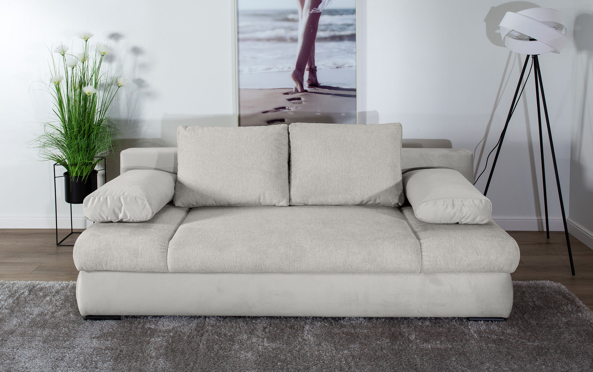 COLLECTION AB Schlafsofa "Chicago, B: 200 cm, Liegefl. 146x200 cm" Schlaffunktion, Bettkasten & 2 Armlehnenkissen, Federkern