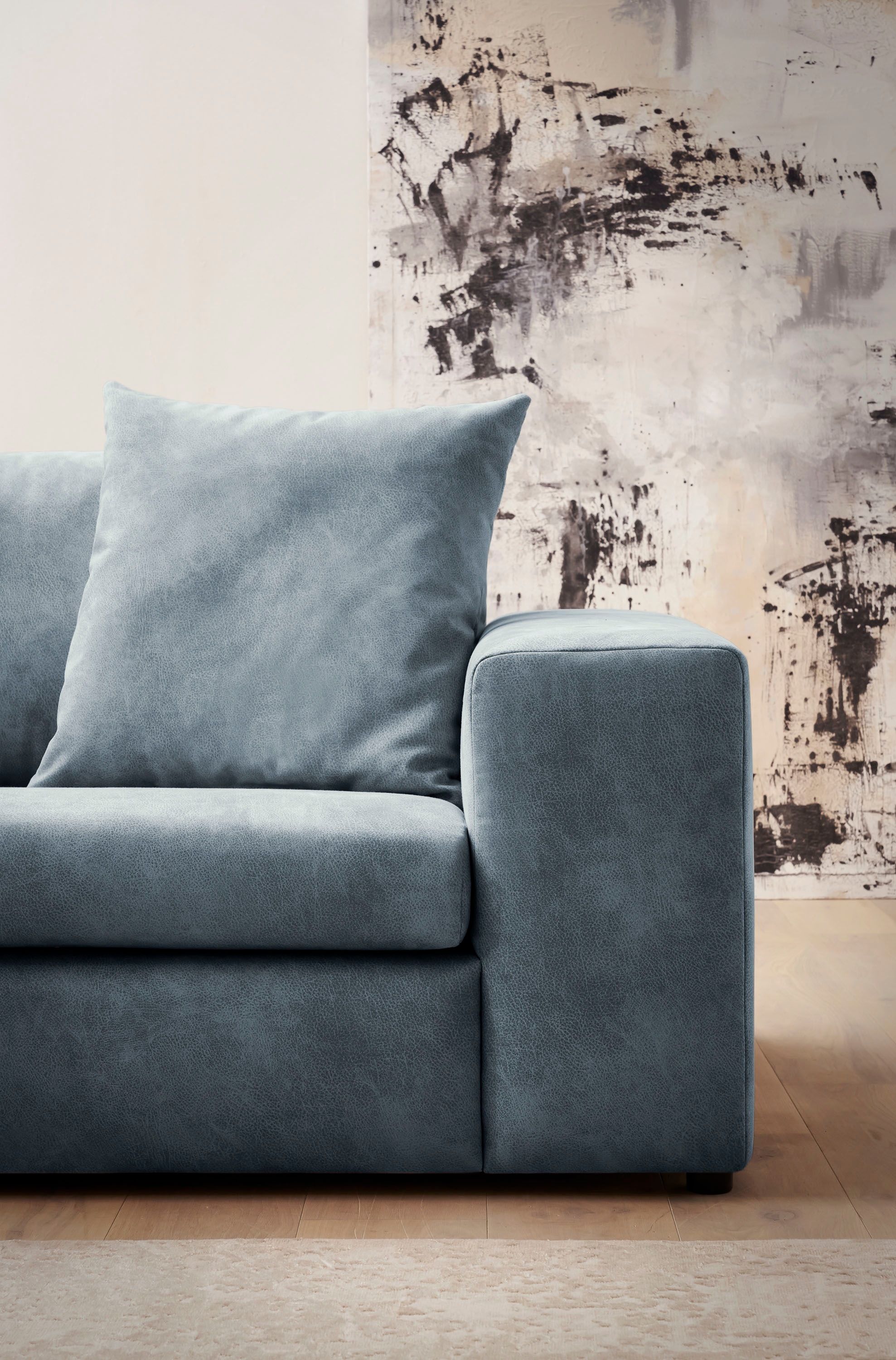 andas Ecksofa »SLEETLAND XXL in Samtvelours oder Vintage-Leder-Optik, L-Form,«, besonders gross und bequem