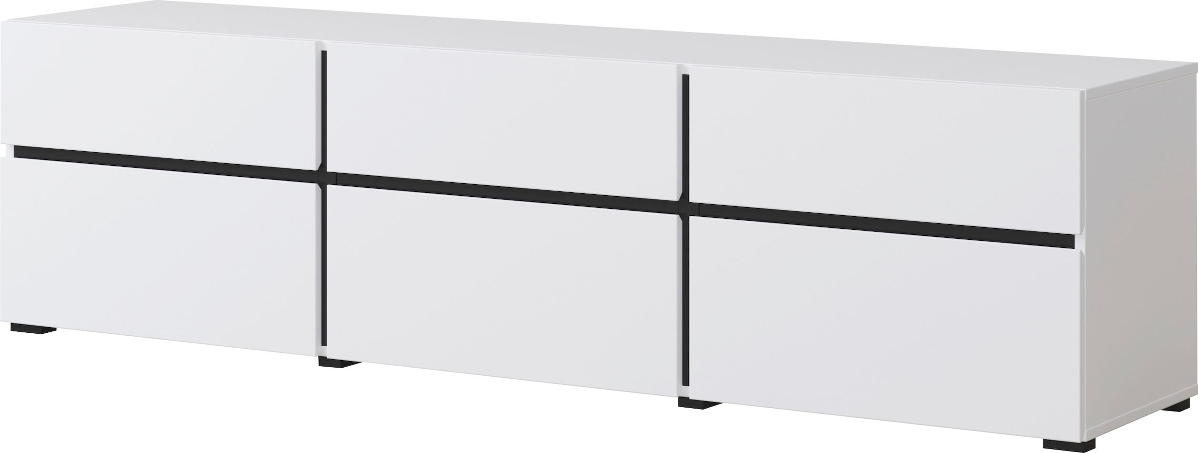 INOSIGN Lowboard »Cross, moderne grifflose TV-Kommode,3 Klappen/3 Schubkästen«, Breite 180 cm, TV-Schrank mit viel Stauraum, TV-Board