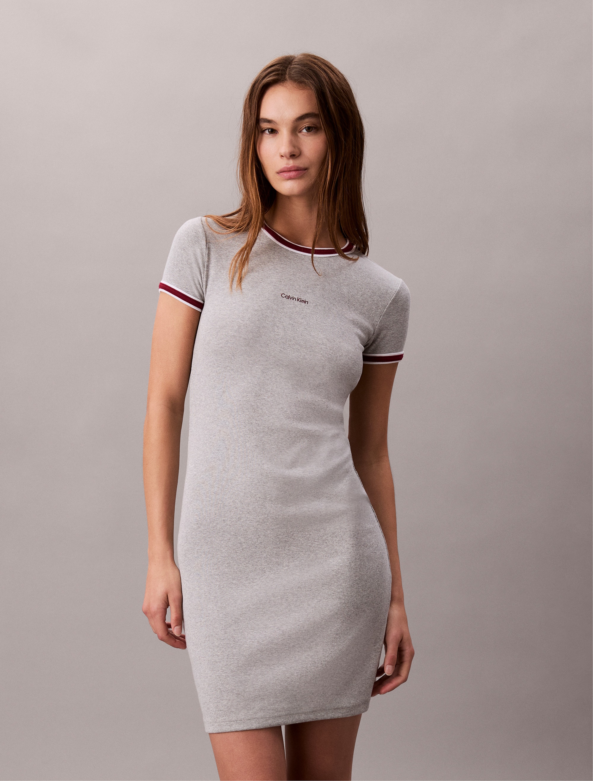 Calvin Klein Jeans Skaterkleid »SS COLOR BLOCK COTTON RIB BABY T« Ohne Tasche Mit Rundhalsausschnitt, regular fit