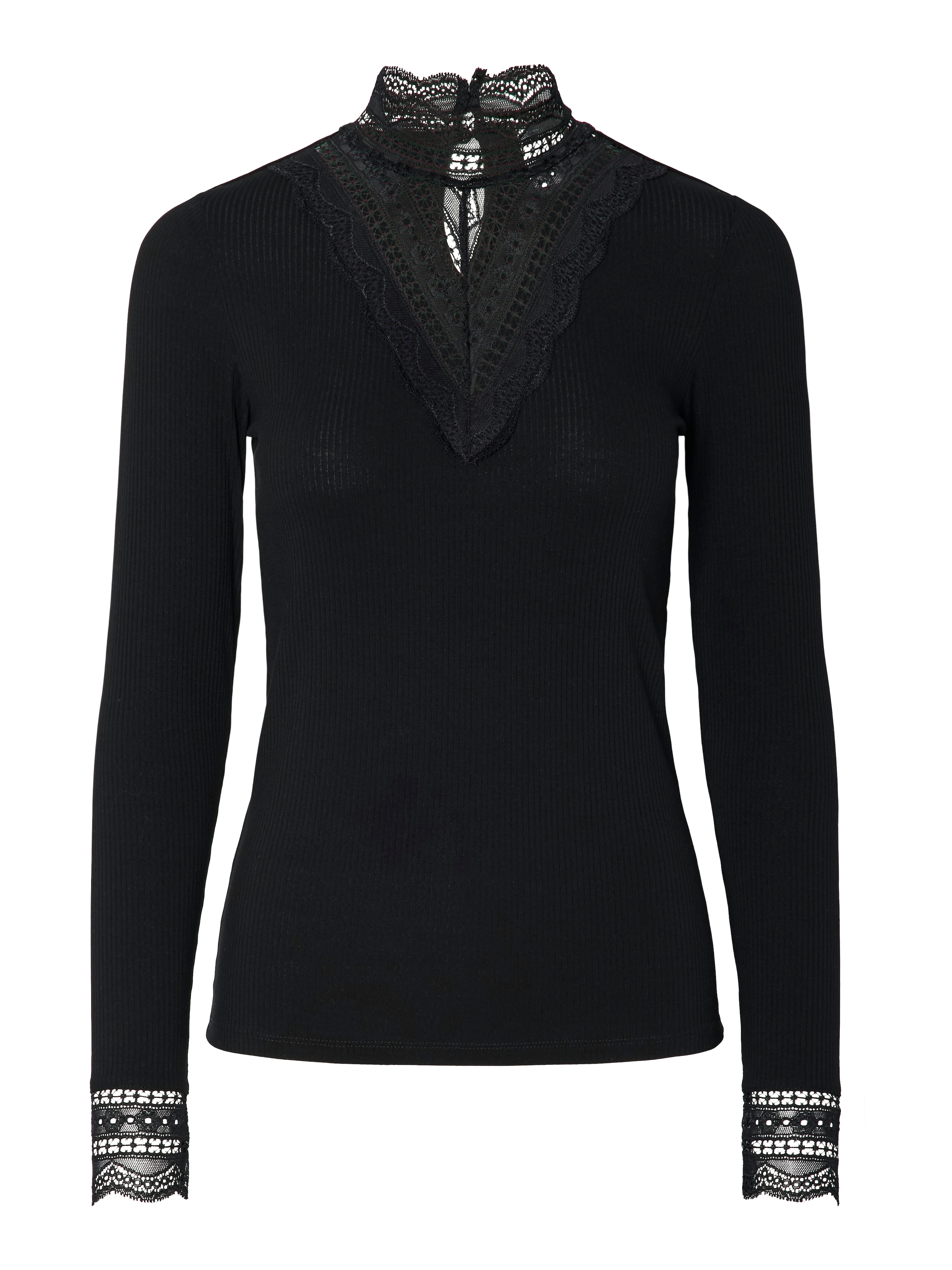 Y.A.S Spitzenshirt »YASELLINA LS HIGH NECK TOP S. NOOS«