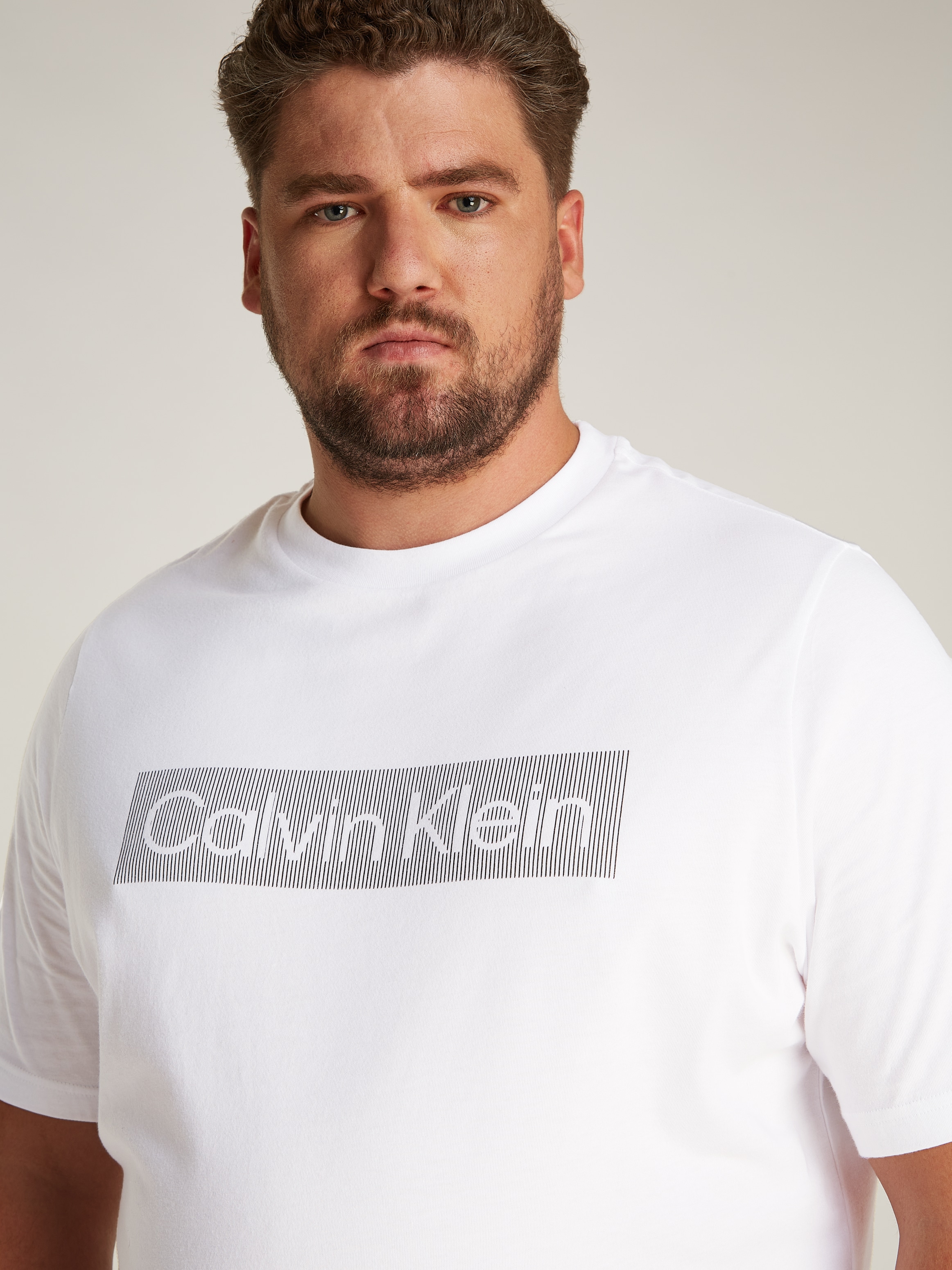Calvin Klein Big&Tall T-Shirt »BT_BOX STRIPED LOGO T-SHIRT«, in Grossen Grössen mit Logoschriftzug