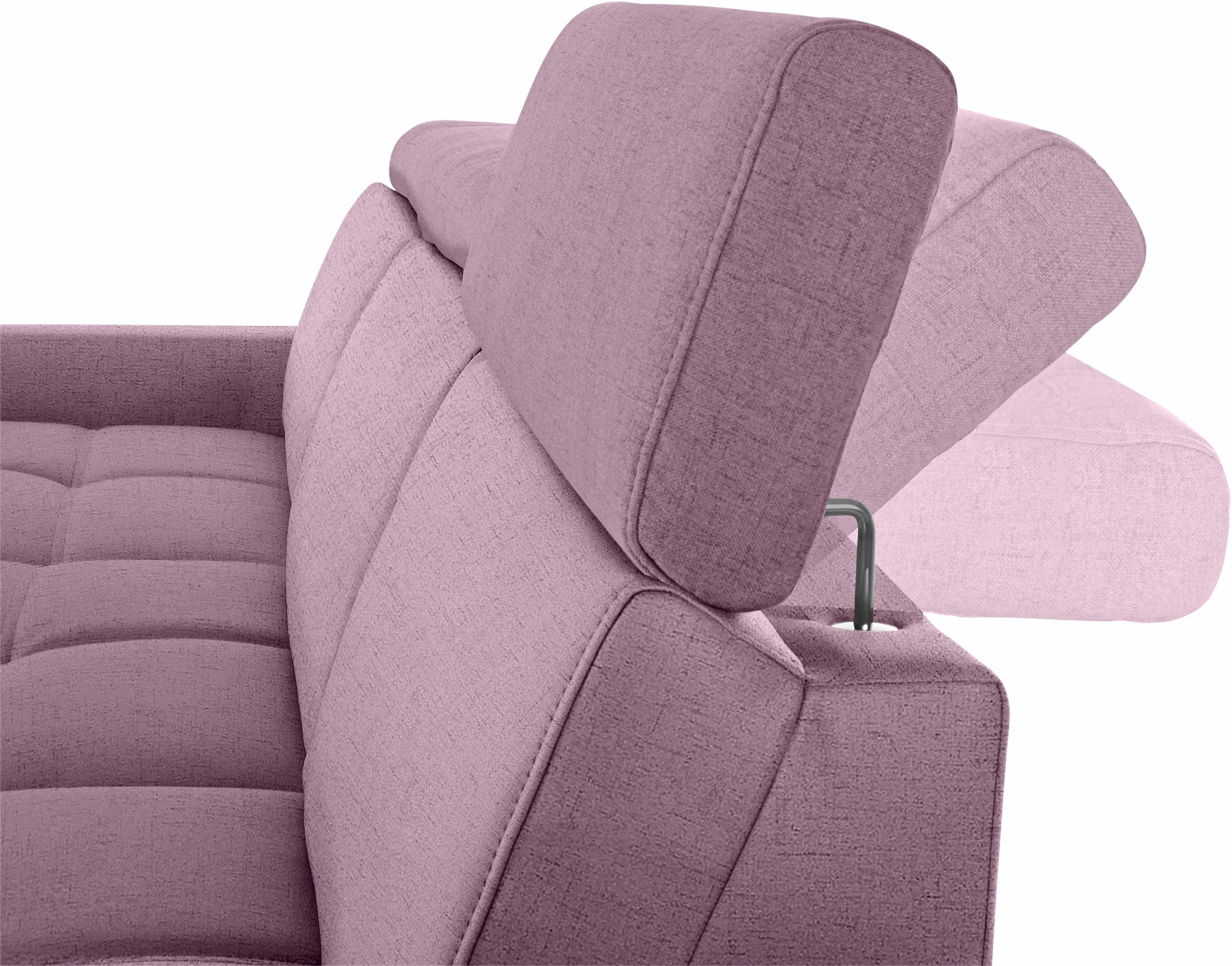 DOMO collection Ecksofa »Ava mit moderner Sitzheftung & toller Doppelnaht, komfortabel, L-Form«, mit Recamiere, inkl. Federkern, wahlweise mit Kopfteilverstellungen