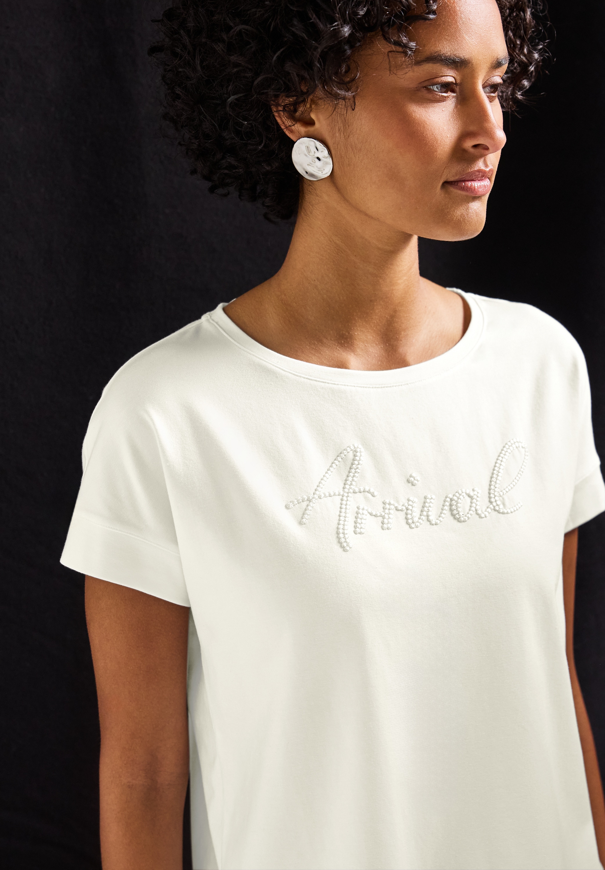 STREET ONE Shirttop, mit Wording-Stickerei