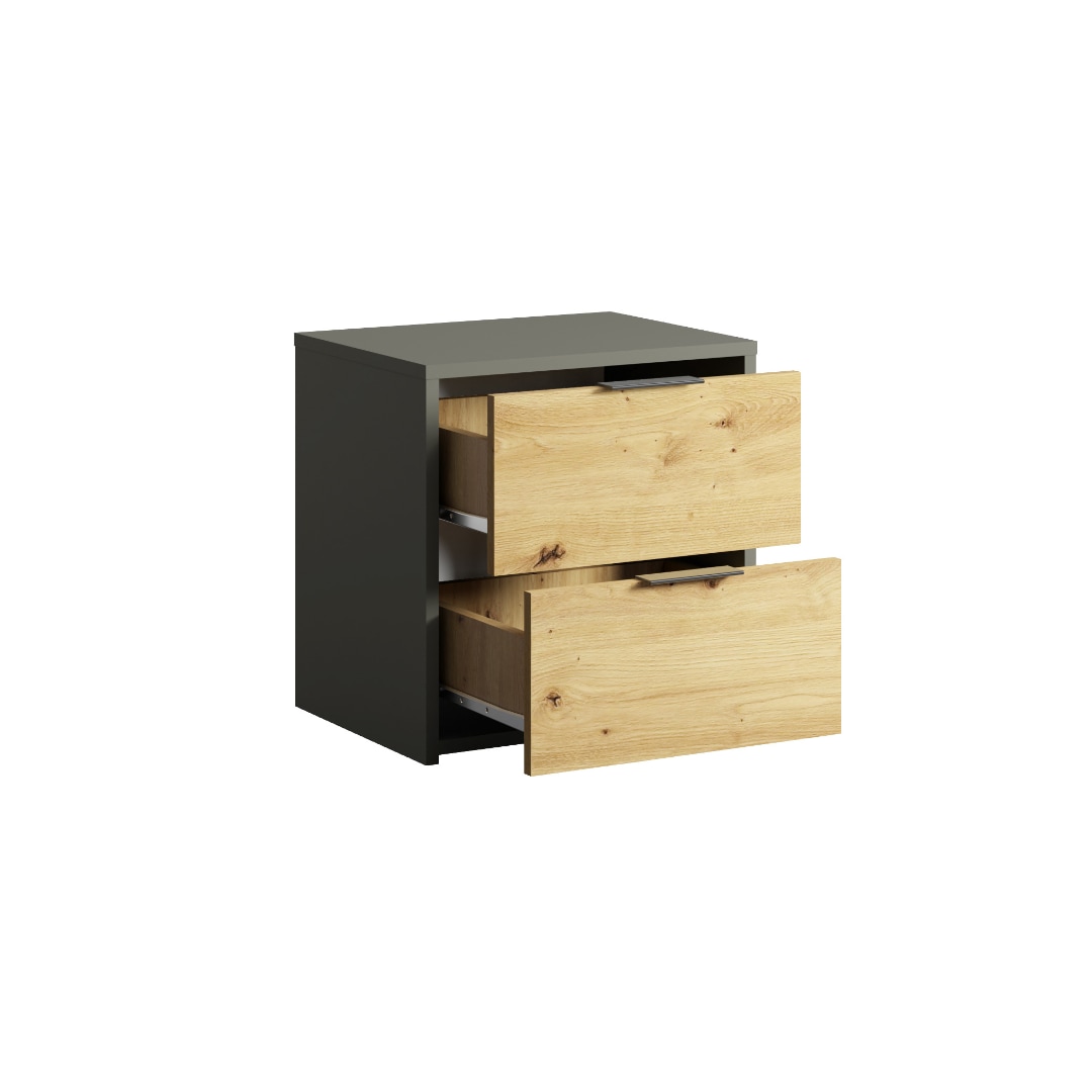 Home affaire Nachtkonsole »Nachttische Loreto (2 Stücke), Masse: B/T/H 44/35/46 cm«, (Set, 2 St., Zwei Nachttische), Nachttische (SET) mit 2 Schubladen und dezenten, metallischen Griffen