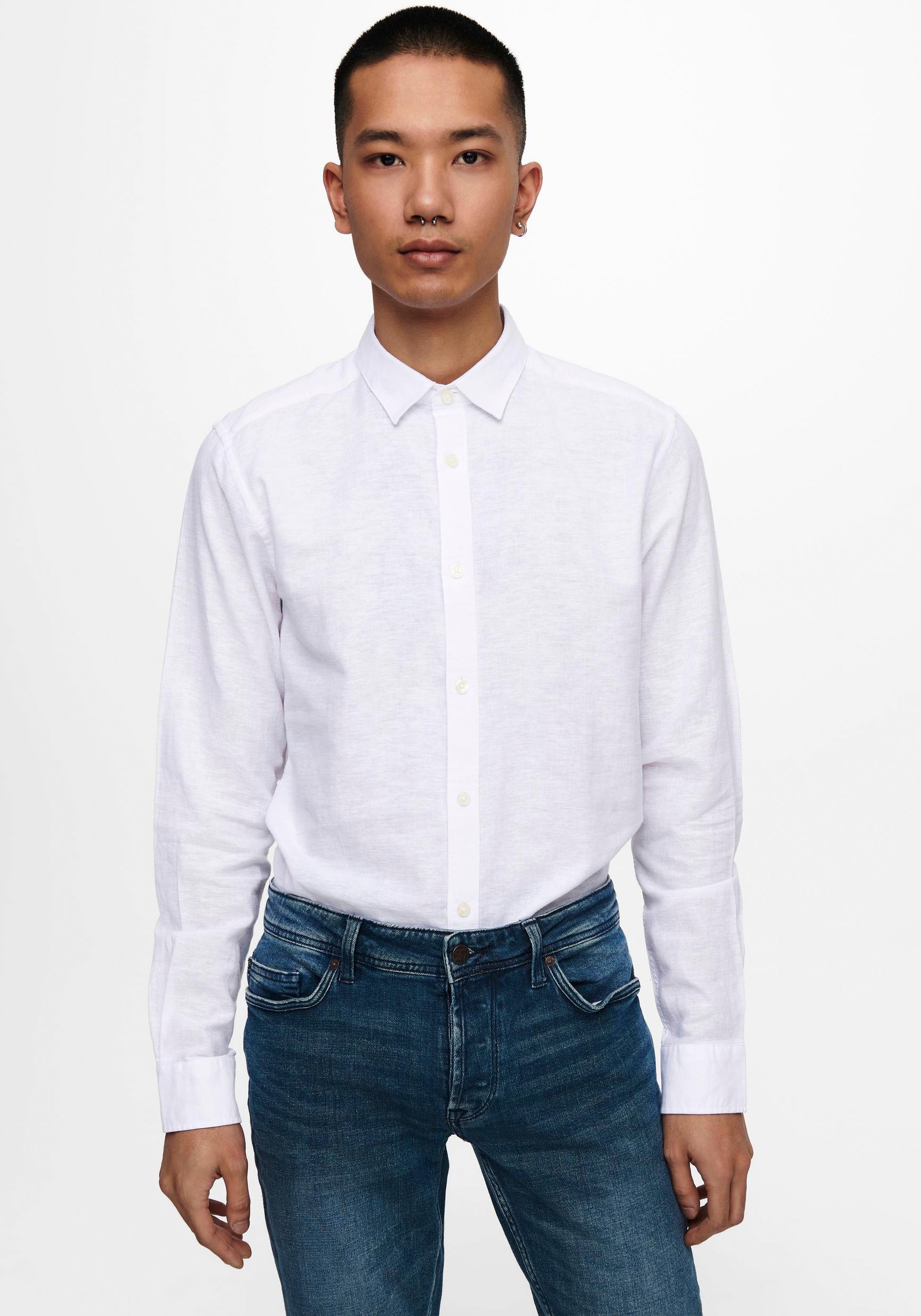 Langarmhemd »ONSCAIDEN LS SOLID LINEN SHIRT NOOS«