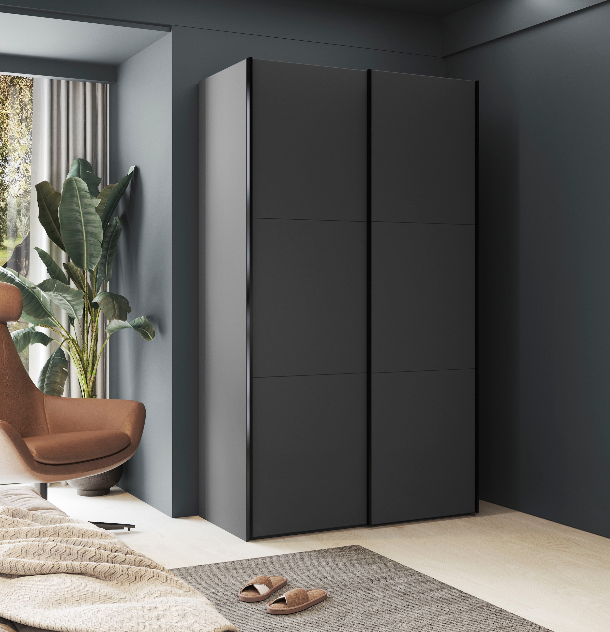 Home affaire Kleiderschrank »Eastvale, 120x64x210cm, ideal für kleine Räume oder Nischen«, Schrank mit Schwebetüren, FSC-zertifiziert, Metallgriffe