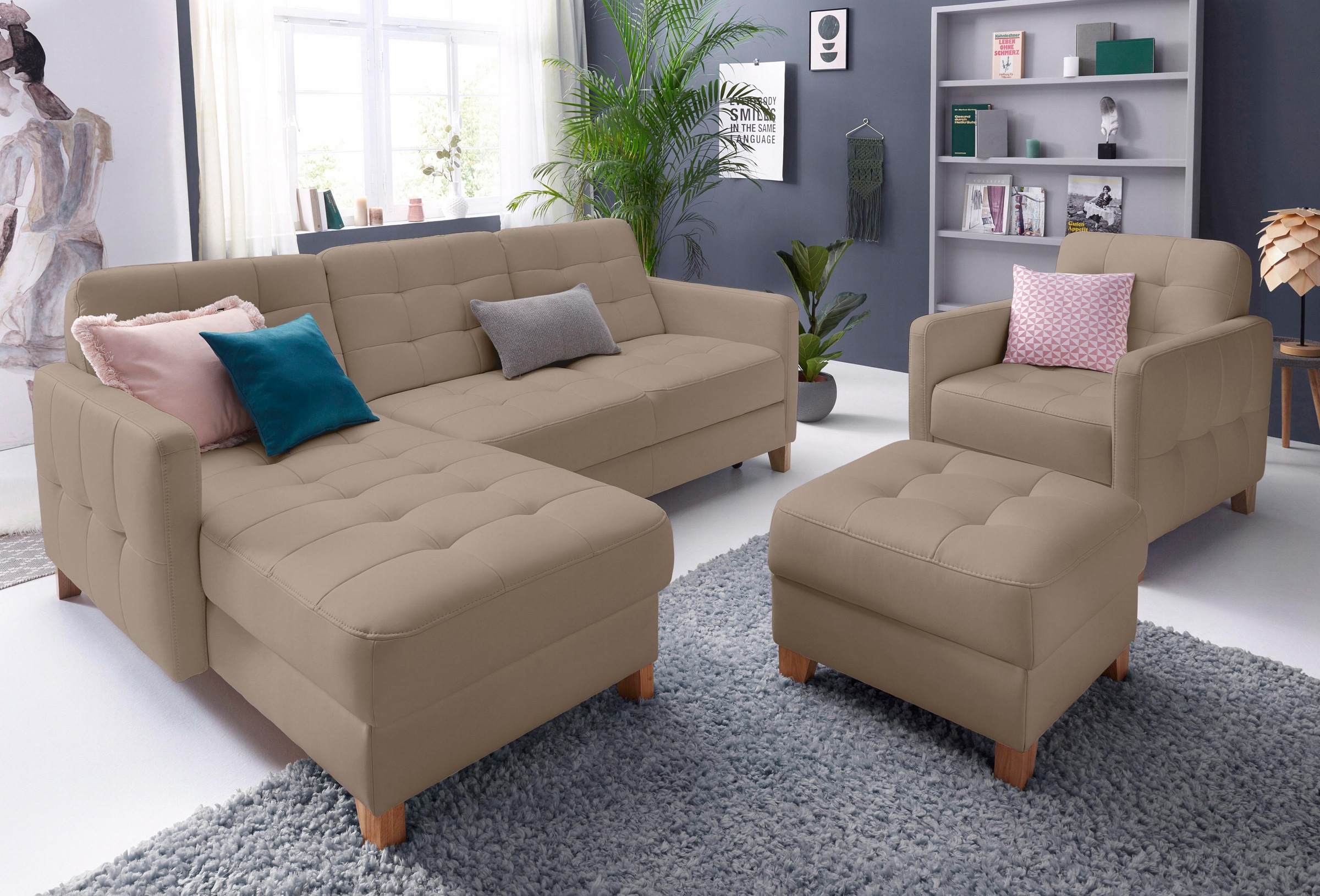 exxpo - sofa fashion Hocker »Elio bequemer Sitzkomfort und aufwendiger Detailverarbeitung«, mit Staufach unter der Sitzfläche