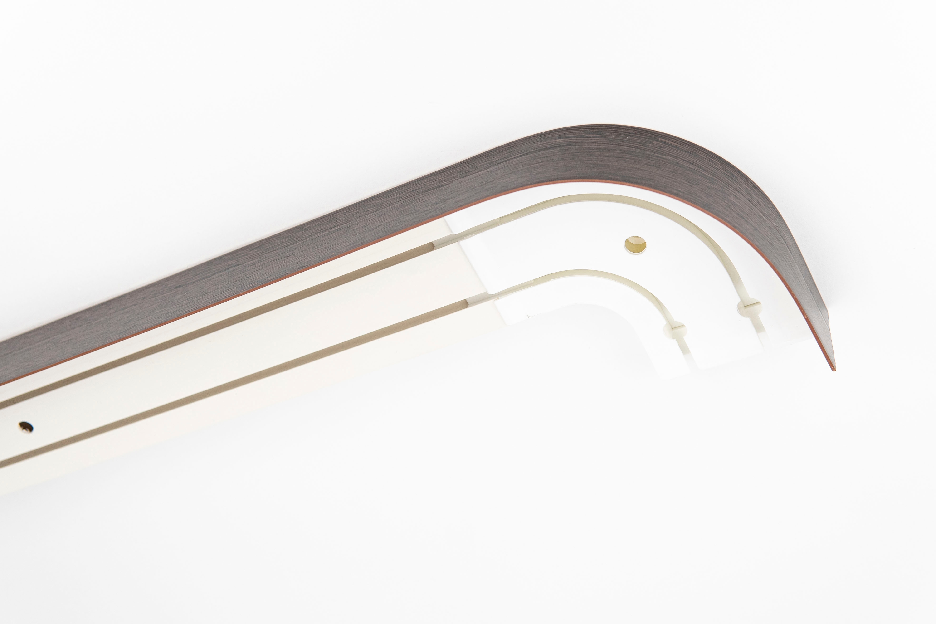 GARESA Schienensystem "Kunststoffschiene mit Blende" 2 läufig-läufig Wunschmasslänge seitlich mit 2 Rundbögen (kein Spalt zwischen Vorhang und Wand)