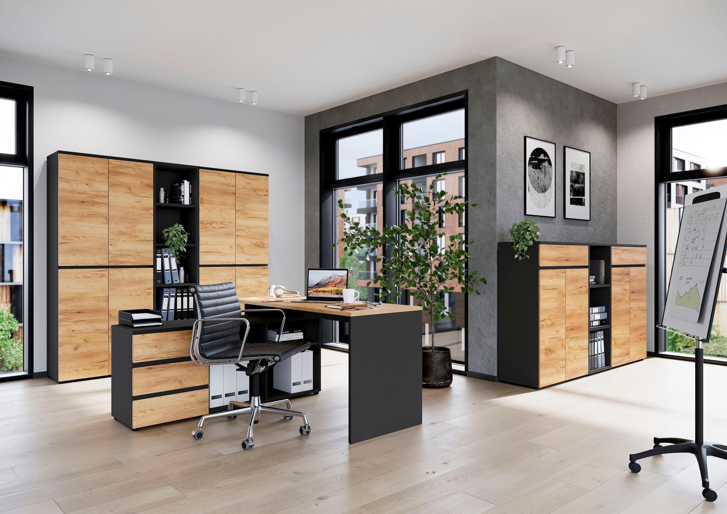 GERMANIA Eckschreibtisch »GW-Lissabon Winkelschreibtisch«, mit integriertem Sideboard, rechts oder links montierbar