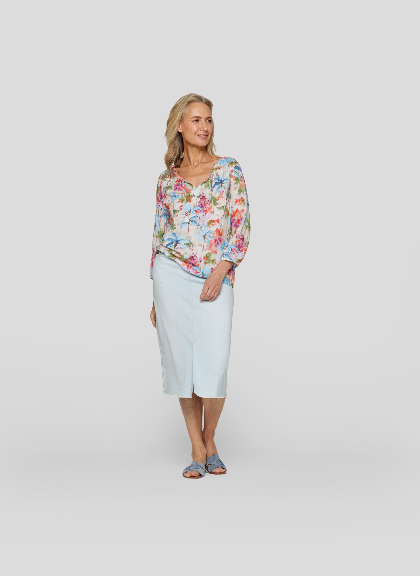 Rabe Druckbluse, im Tunika-Stil und mit floralem Muster