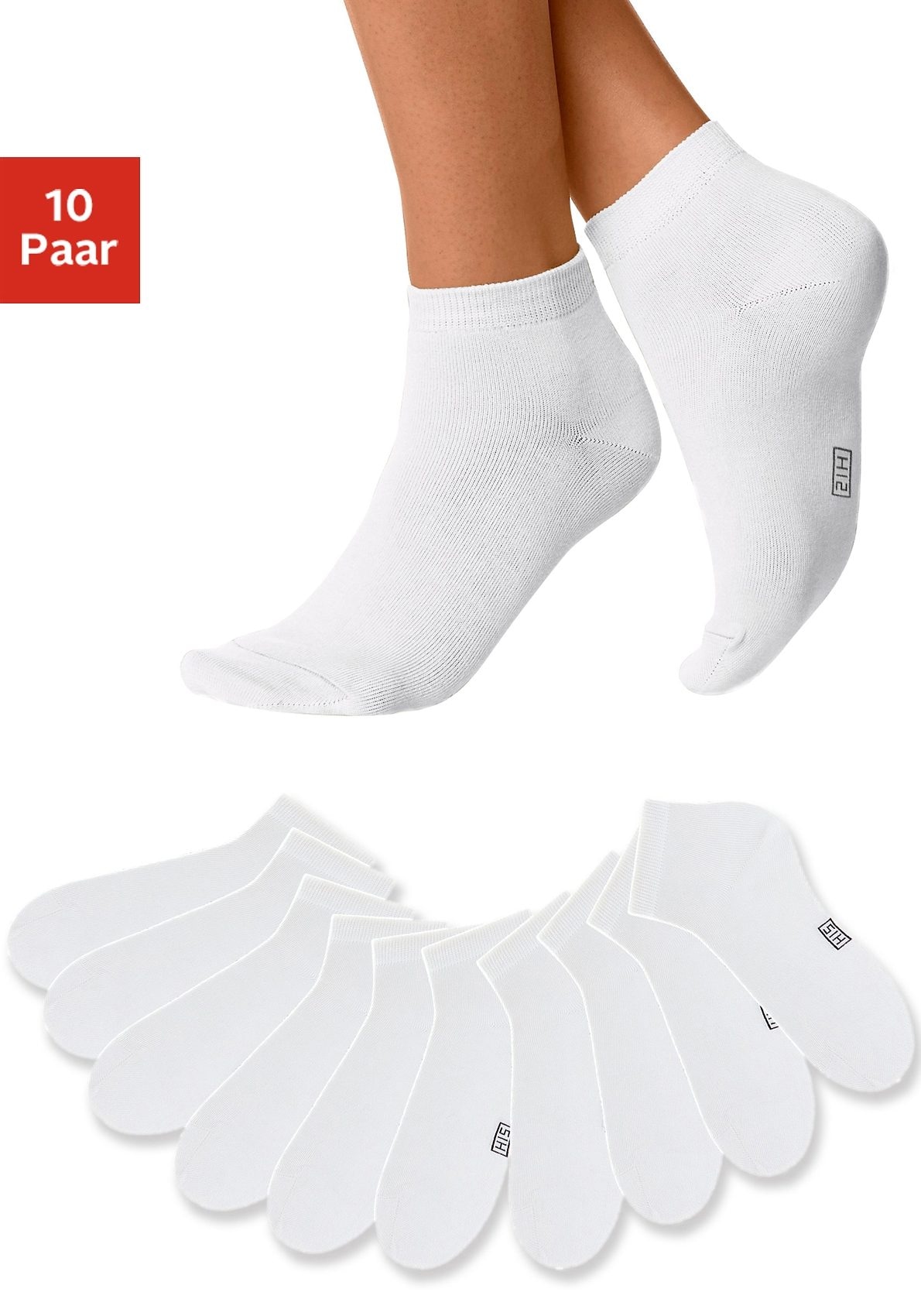 H.I.S Kurzsocken, (Packung, 10 Paar), mit verstärkter Ferse und Spitze