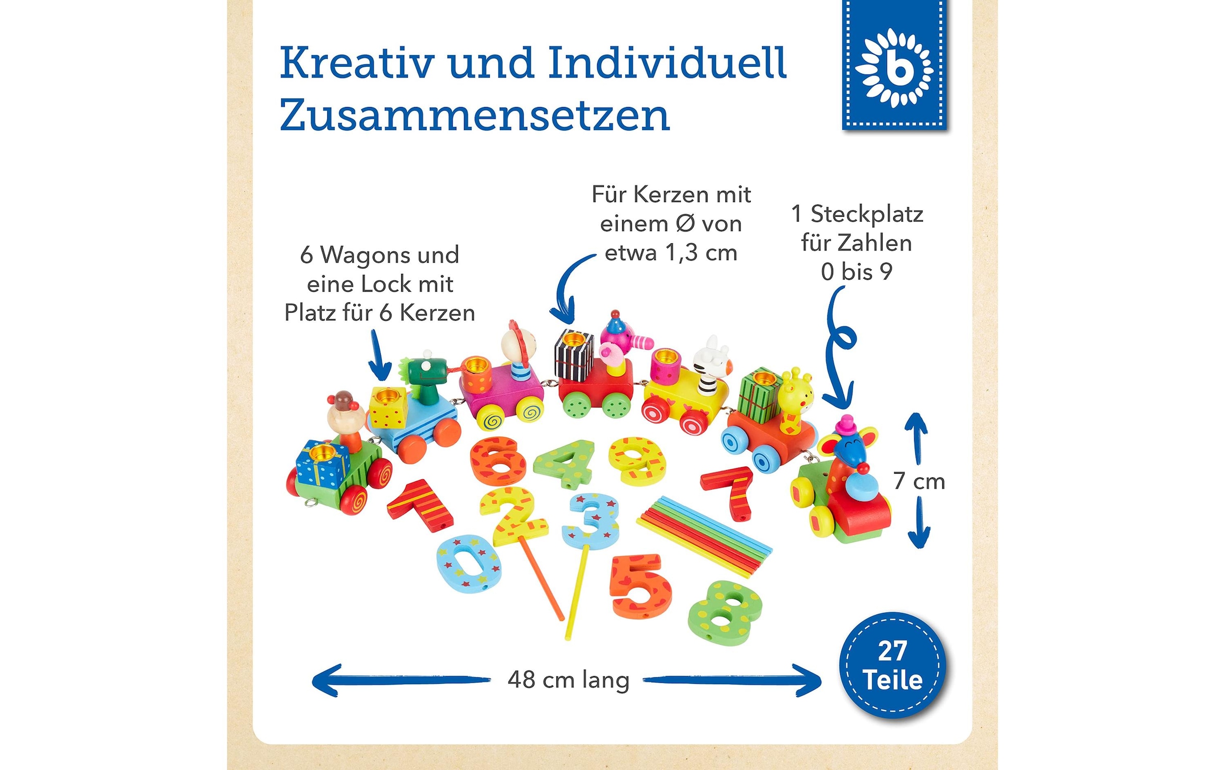 BIECO Lernspielzeug »Geburtstagszug«, Holzart: Birke (China)