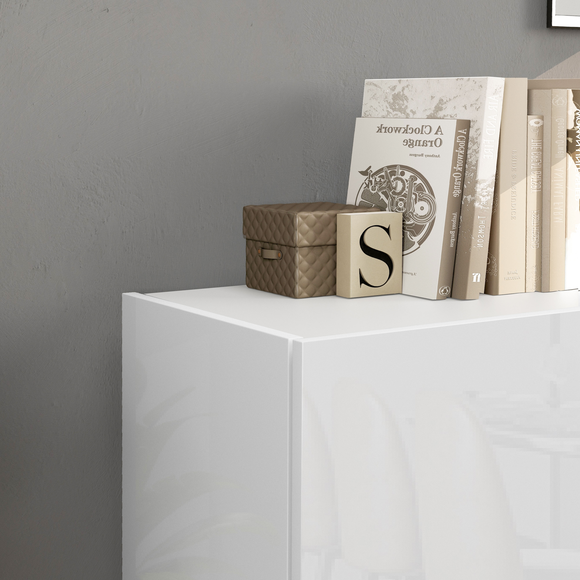 INOSIGN Highboard »VELA, Highboard, Höhe 120 cm,Design mit schrägen Türen«, (1 St.), Made in Italy, Masse-B/T/H: 100x35x120,hohes Sideboard,Anrichte,Kommode