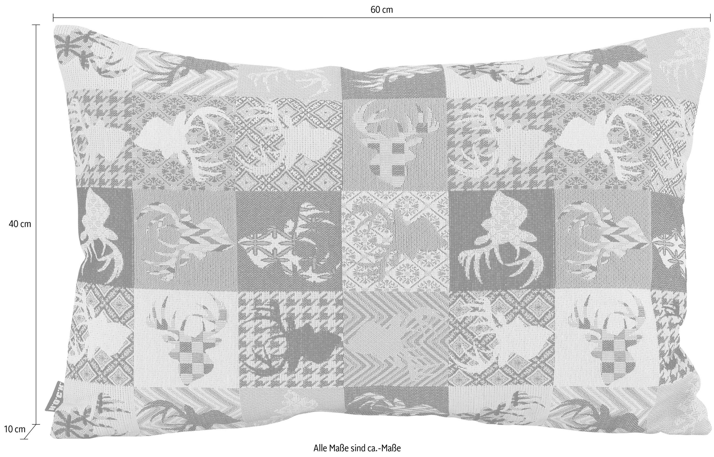 H.O.C.K. Dekokissen "Harry Hirsch Tegan Patch" mit kleinen Hirschmotiven, Kissenhülle mit Füllung, 1 Stück