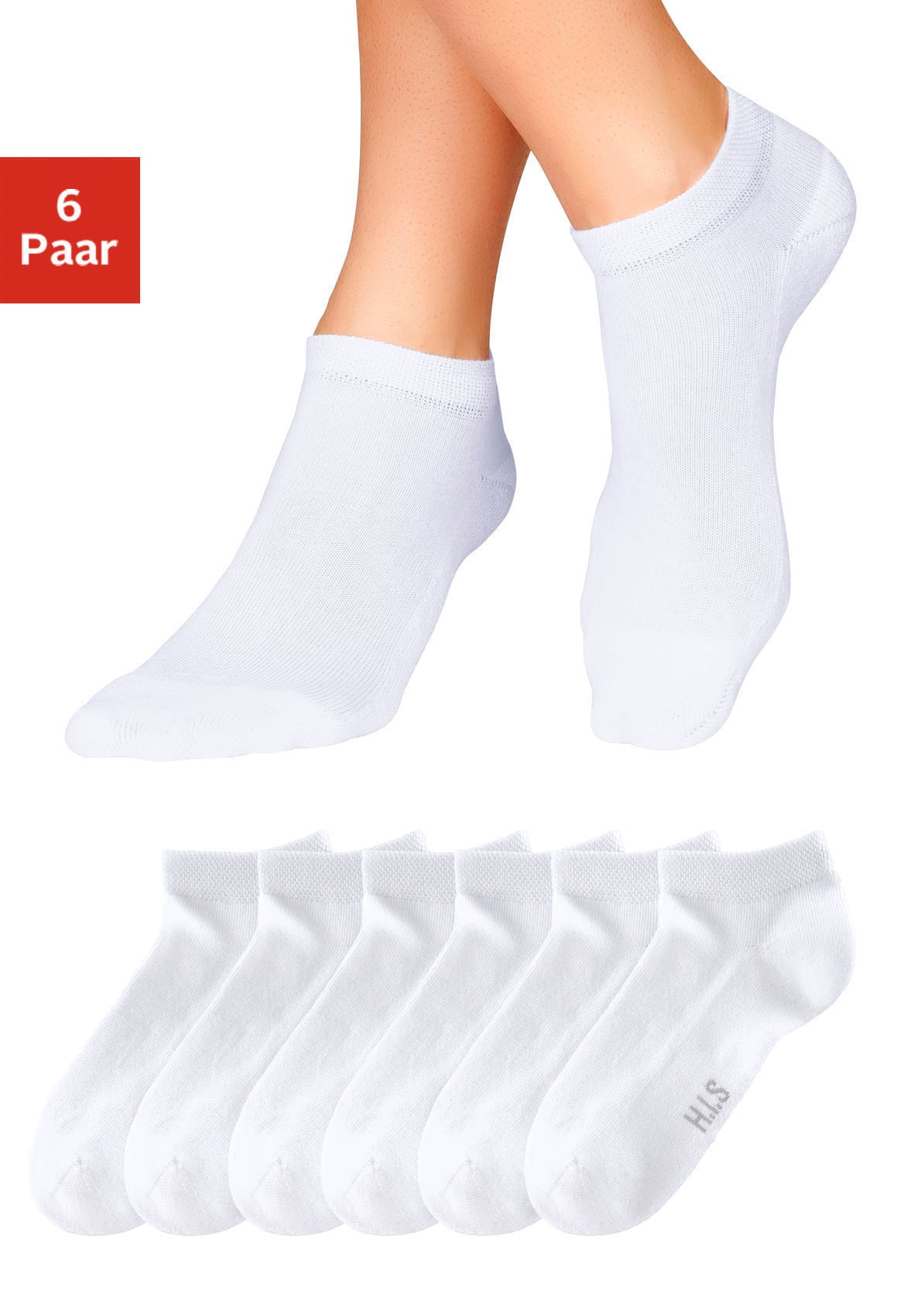 H.I.S Sneakersocken, (Packung, 6 Paar), mit weicher Frotteesohle