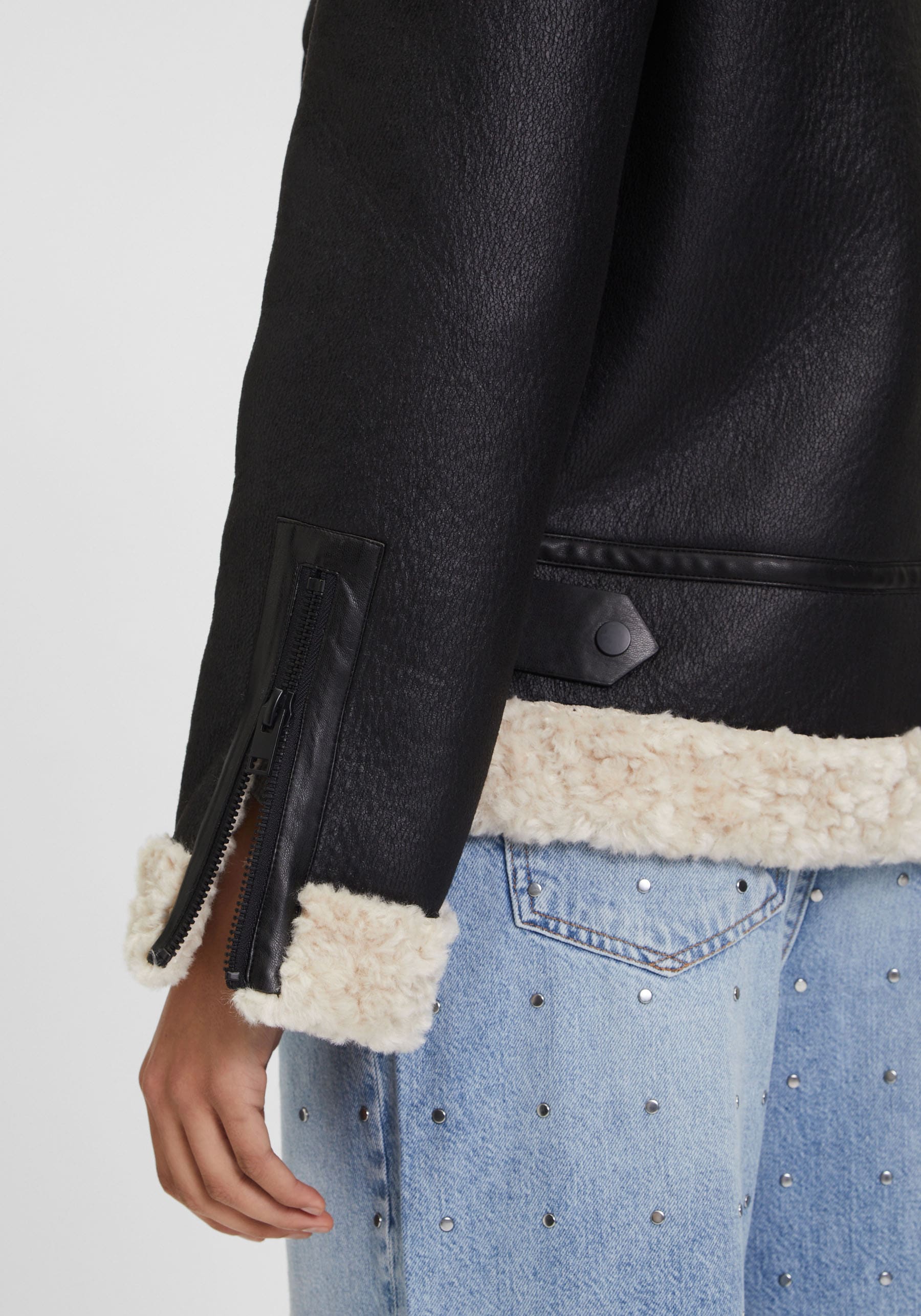 Mauritius Lederimitatjacke »C-039«, mit Fellimitat, Reissverschluss