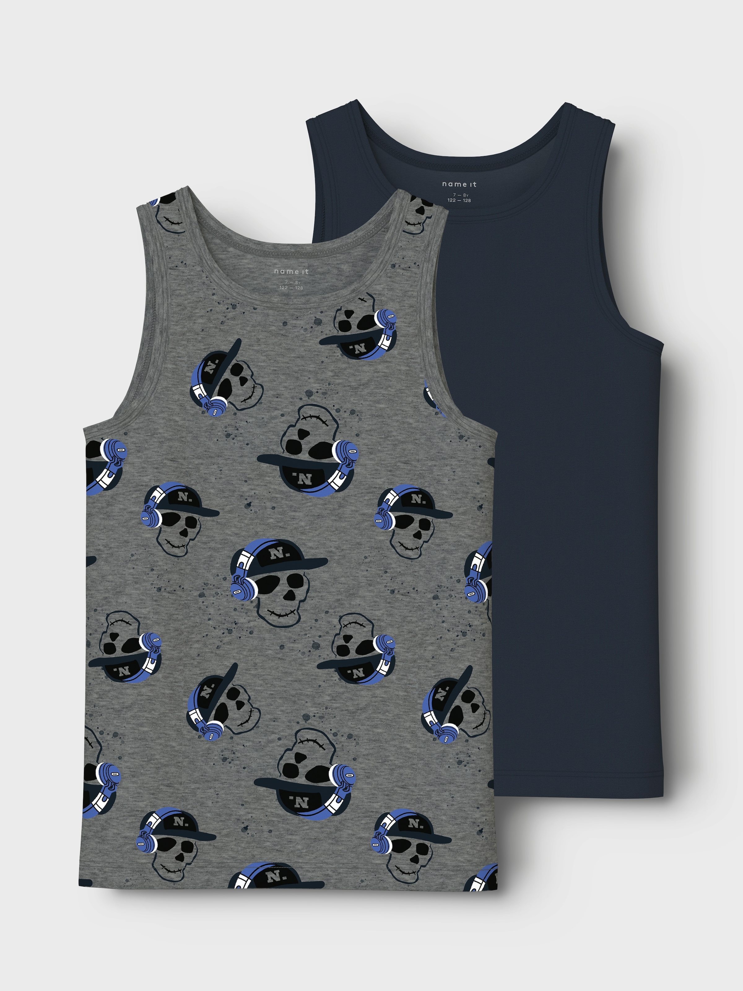 Name It Unterhemd »NKMTANK TOP 2P DARK GREY MEL SKULL NOOS« Set, 2 Stk.